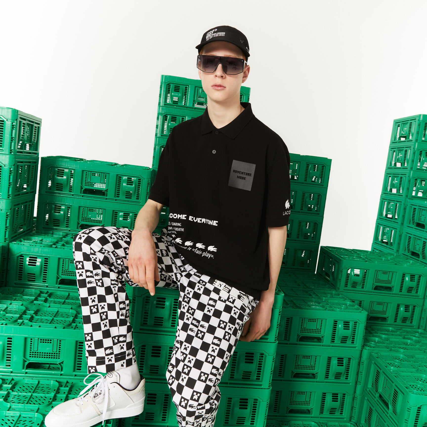 Men's Lacoste L!VE x Minecraft Loose Fit Organic Cotton Polo Shirt Men's Lacoste L!VE x Minecraft Loose Fit Organic Cotton Polo Shirt