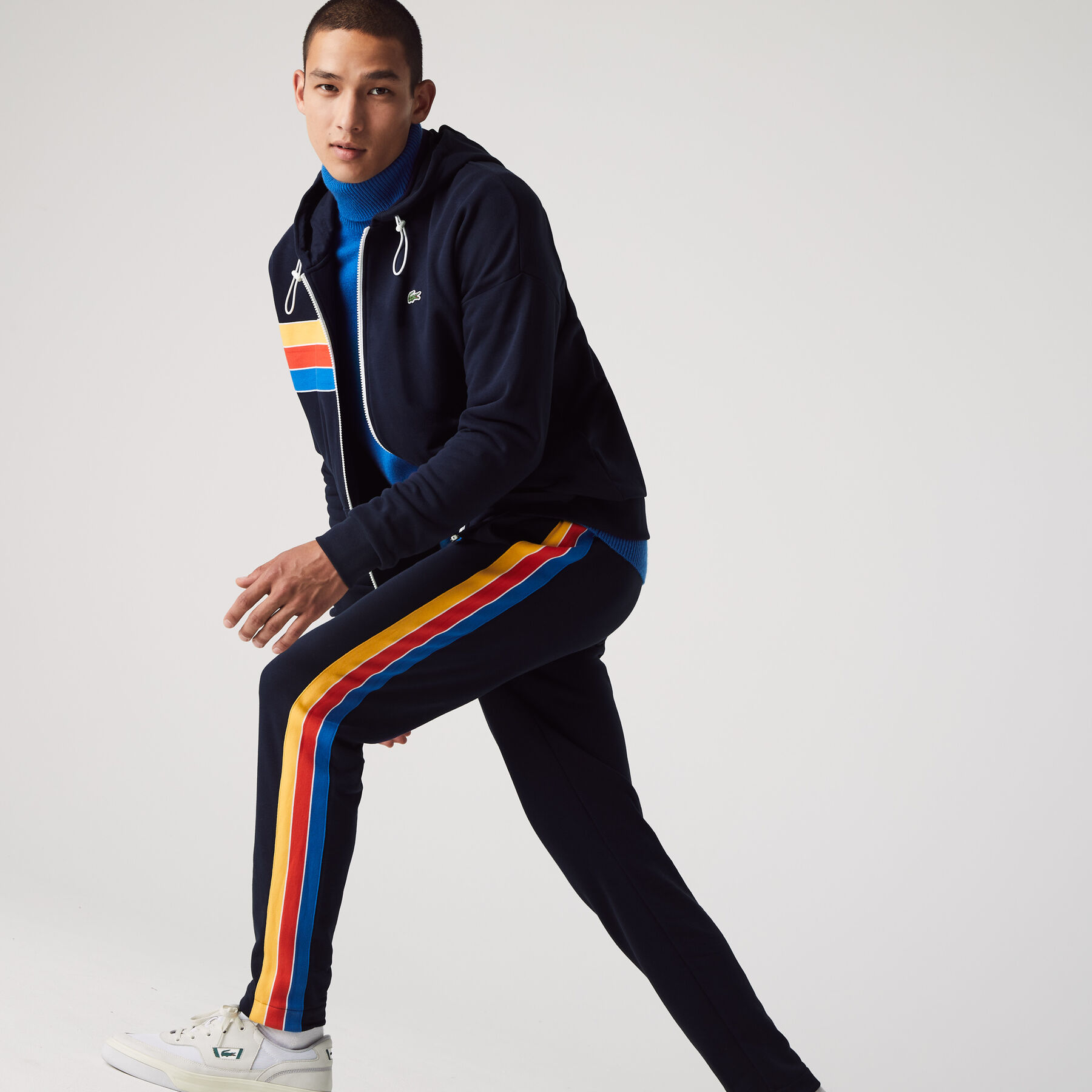 لاكوست بنطال الركض من مزيج القطن بلون مغاير مجموعة lacoste sport للرجال