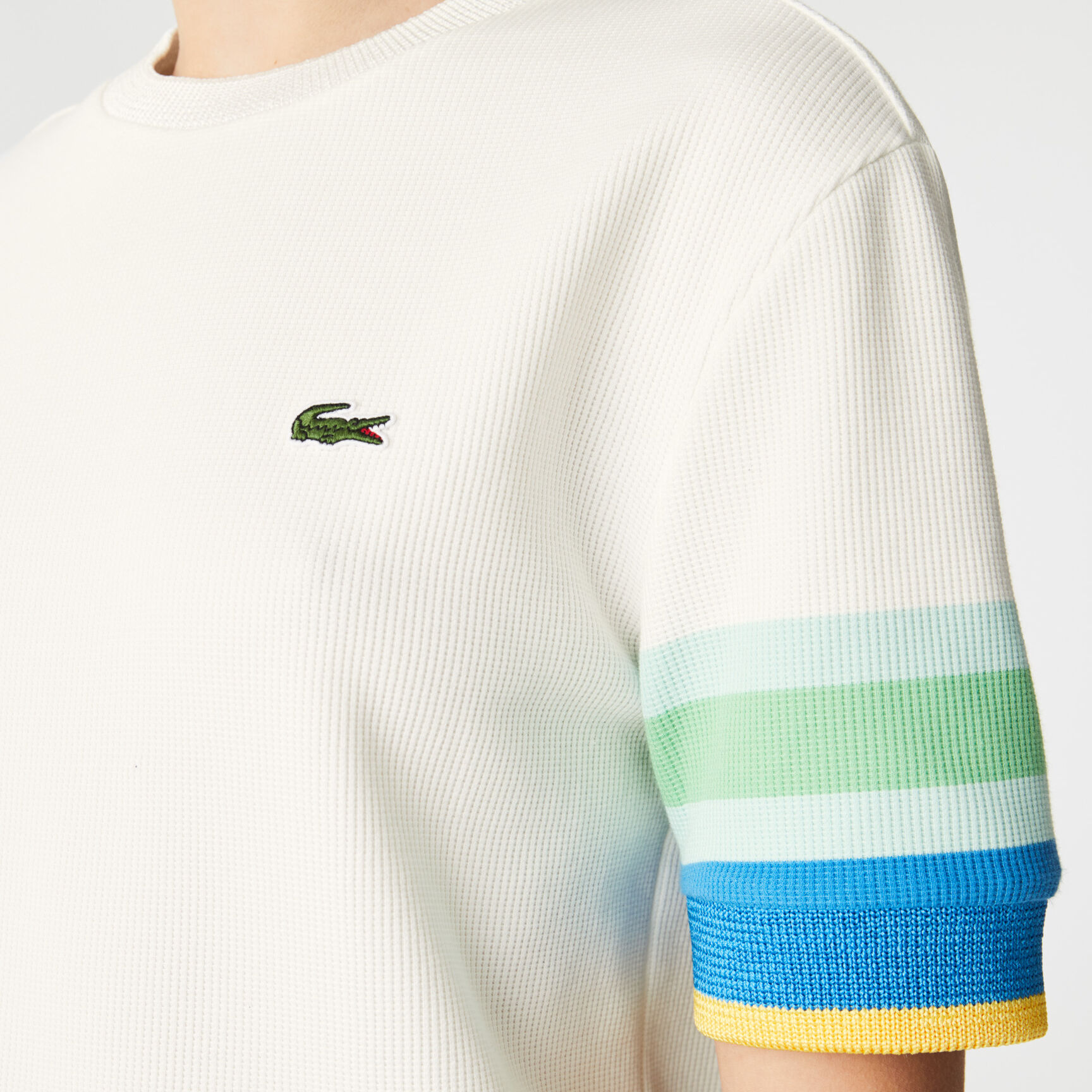 Women&rsquo;s Crew Neck Striped Accents Honeycomb Cotton T-shirt