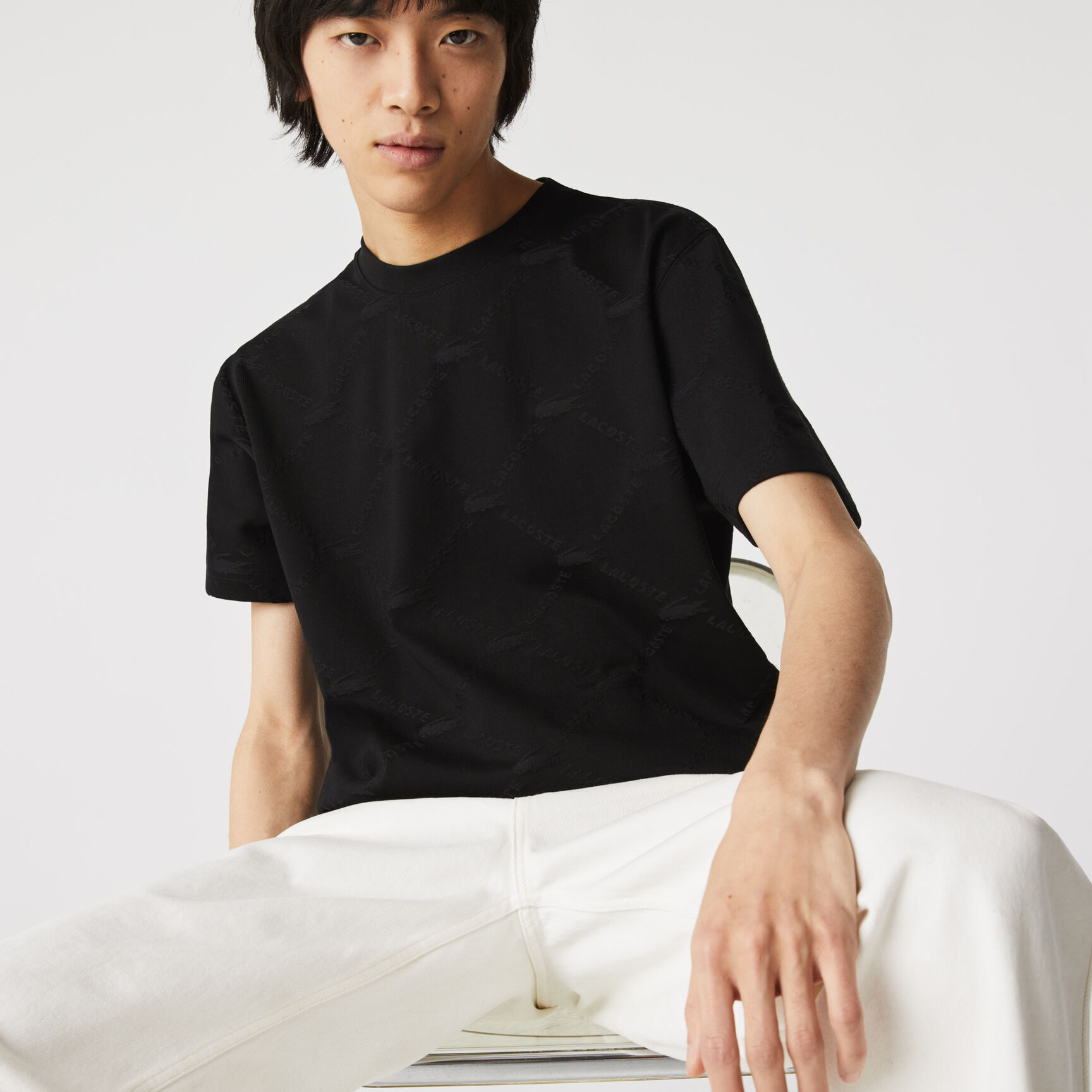 Men’s Lacoste LIVE Monogram Patterned T-shirt Men’s Lacoste LIVE Monogram Patterned T-shirt