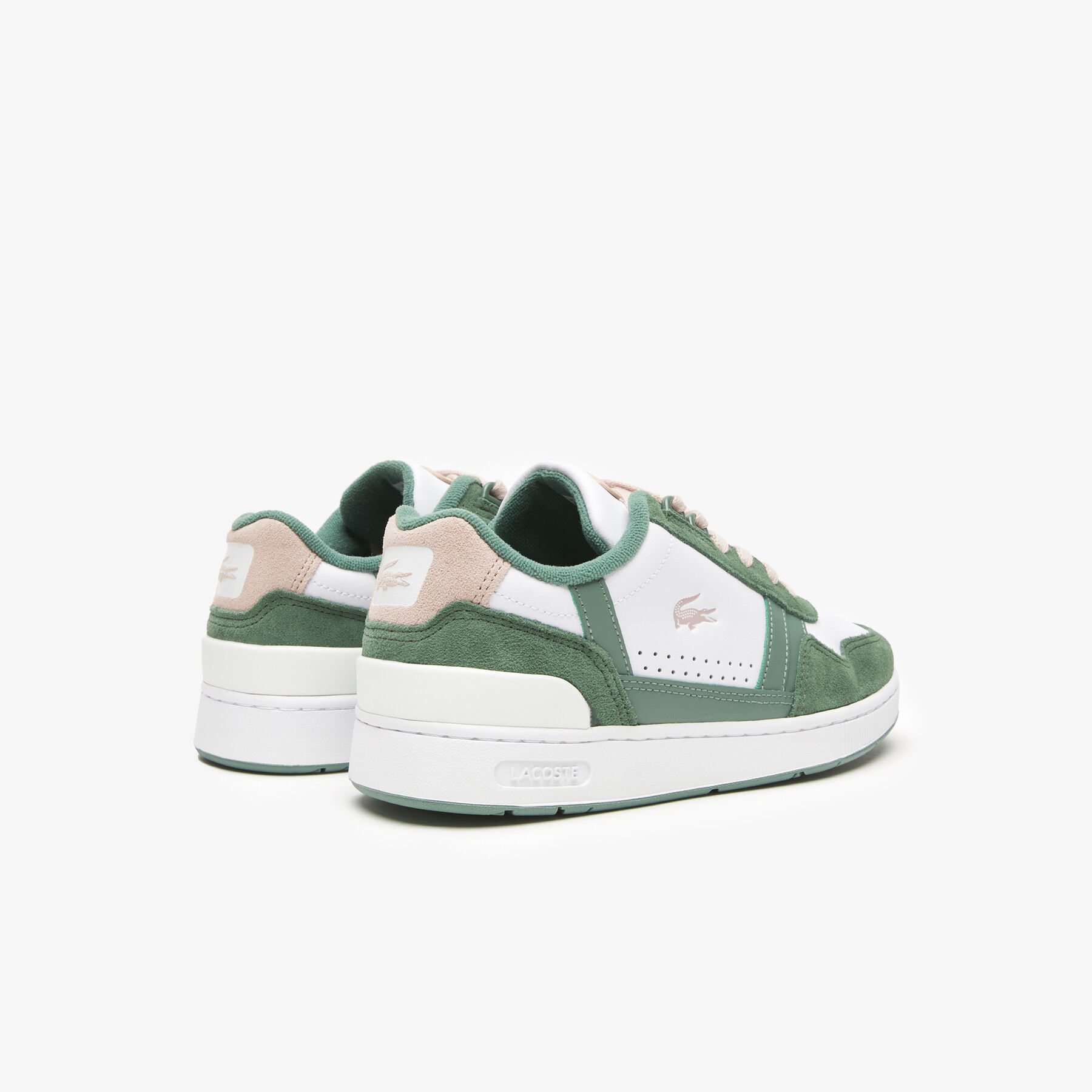 Women's Lacoste T-Clip Leather Colour Contrast Trainers women s lacoste t clip leather colour contrast trainers