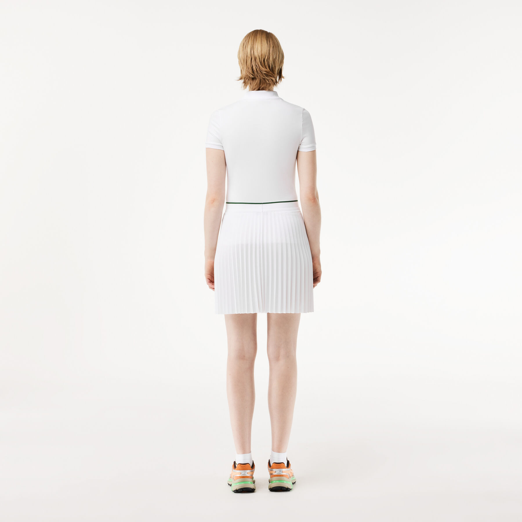 lacoste short pleated elastic waist skirt