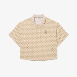 lacoste oversized tennis print polo