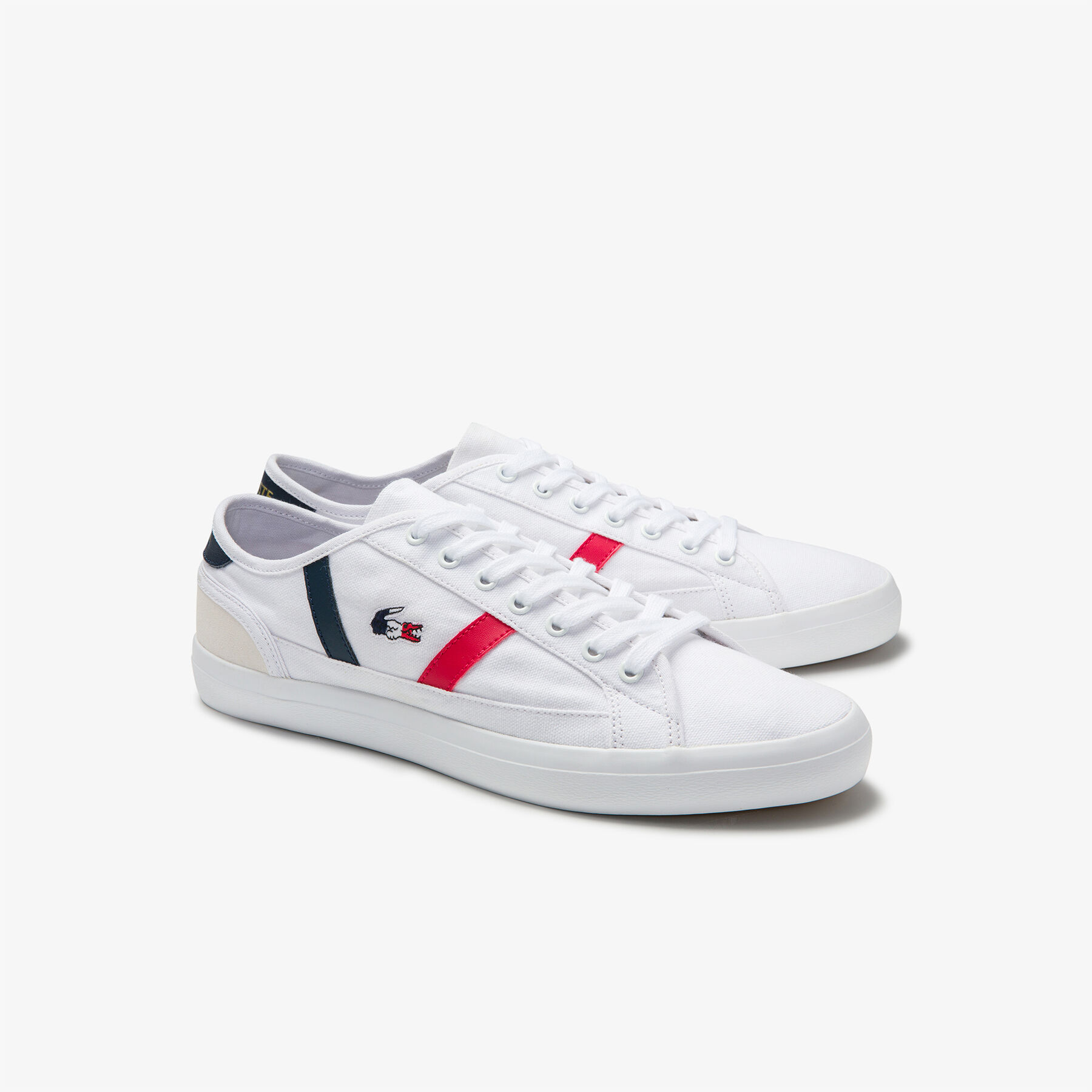 Women's Sideline Tricolour Canvas and Suede Sneakers lacoste women s sideline tricolour canvas and suede sneakers
