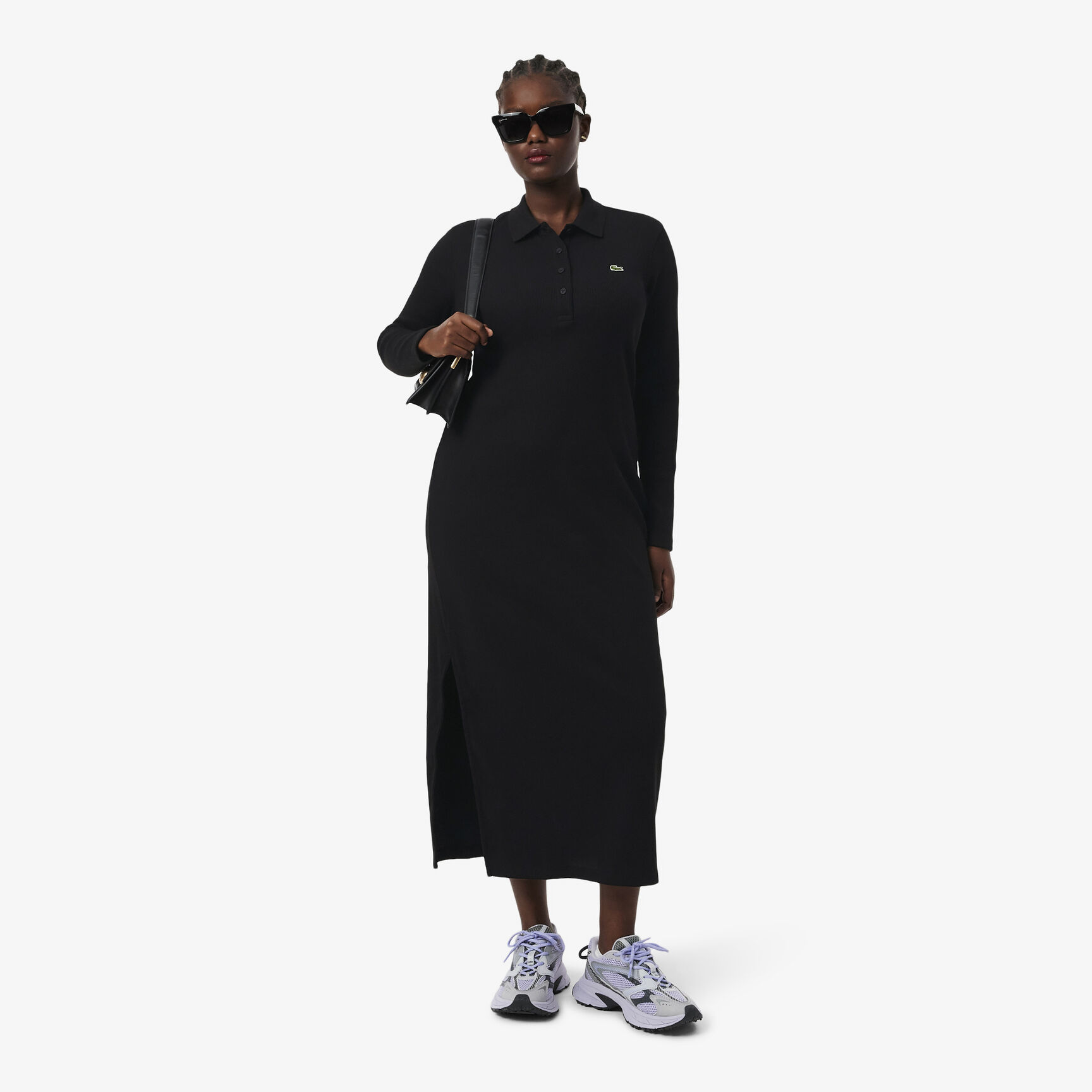 Slim Fit Ribbed Cotton Polo Collar Dress - EF5297-00-031