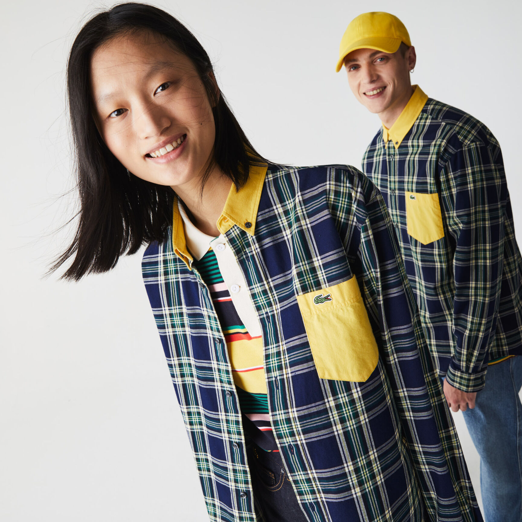 تي شيرت قطن كاروهات للجنسين قصة مربعة مجموعة Lacoste LIVE تي شيرت قطن كاروهات للجنسين قصة مربعة مجموعة Lacoste LIVE