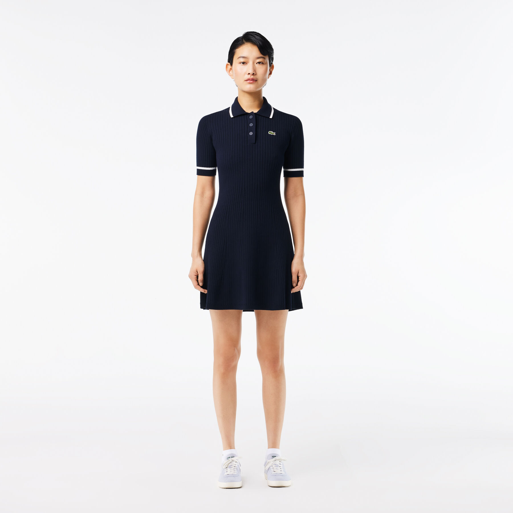 3D Seamless Flared Polo Dress lacoste 3d seamless flared polo dress