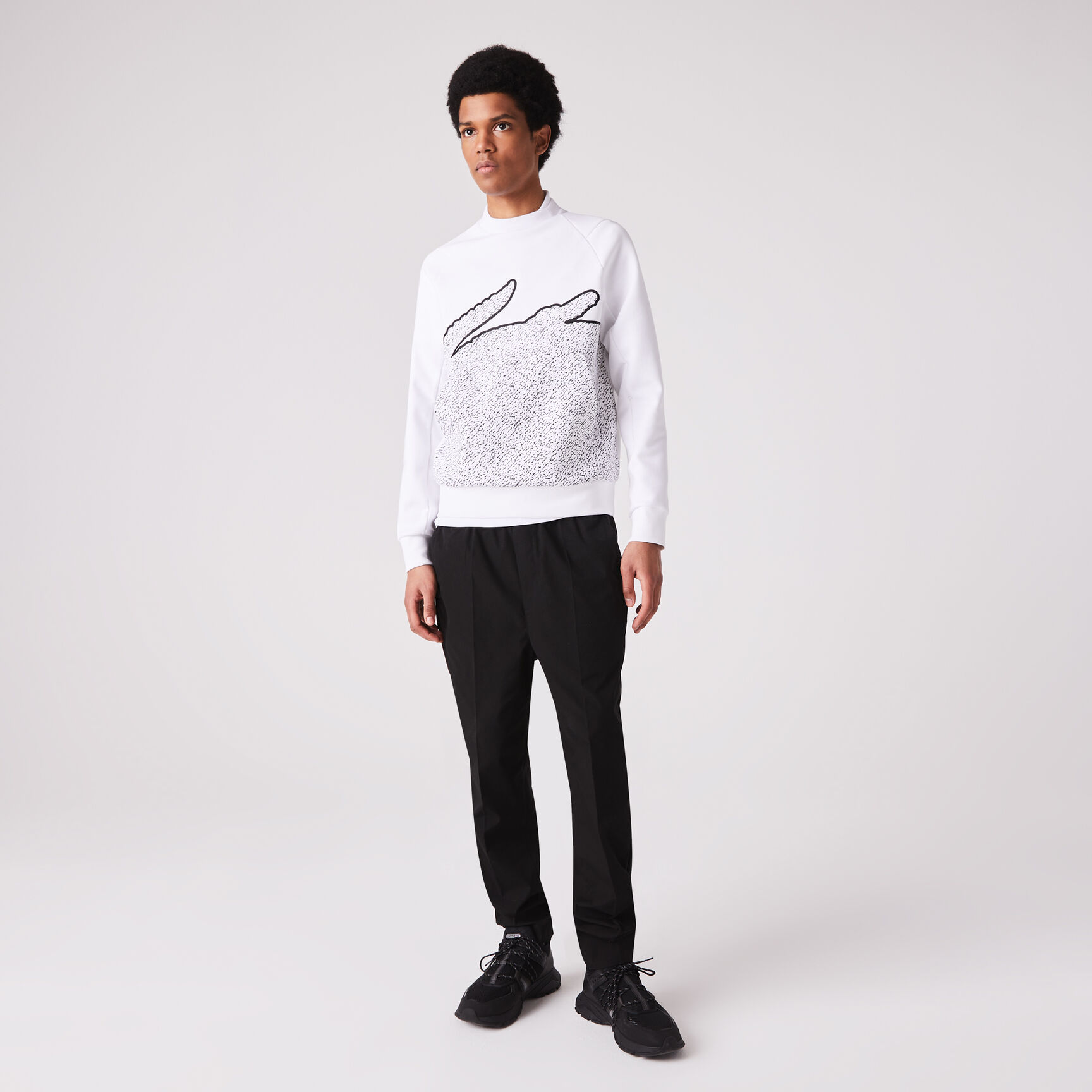 Men&rsquo;s Crew Neck Oversized Crocodile Cotton Blend Sweatshirt