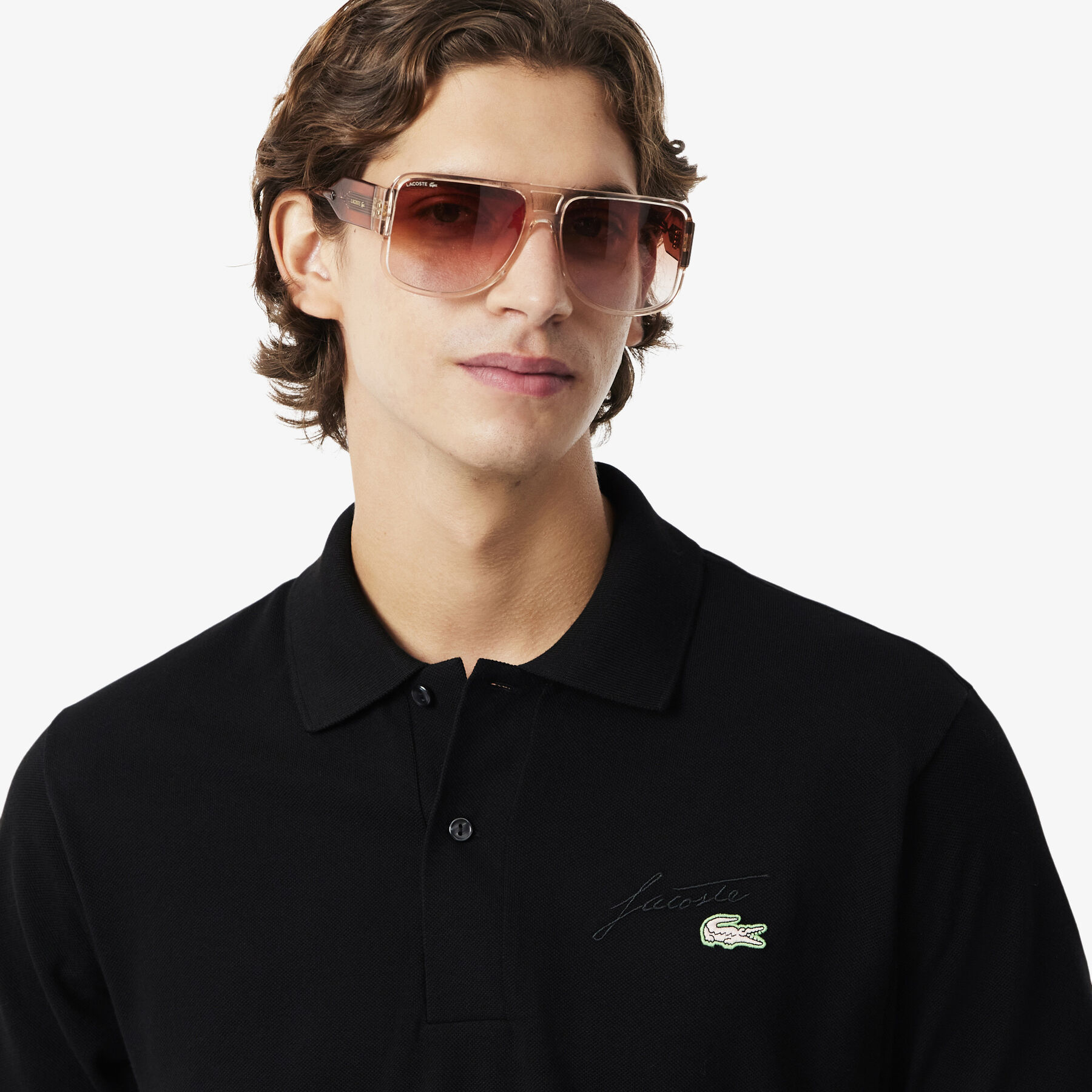 lacoste classic fit embroidery detail pique polo shirt