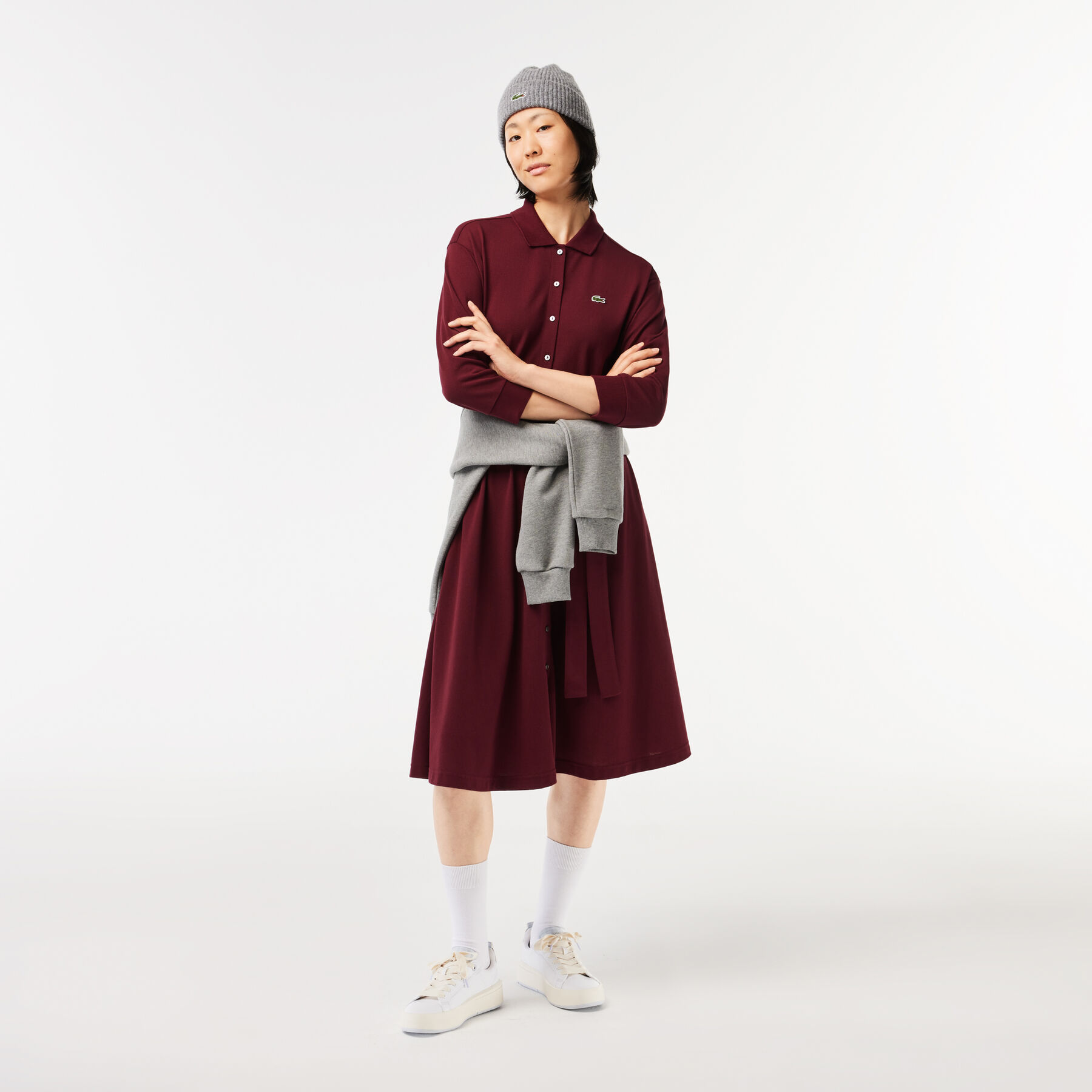 3/4 Sleeve Cotton Pique Polo Dress lacoste 3 4 sleeve cotton pique polo dress
