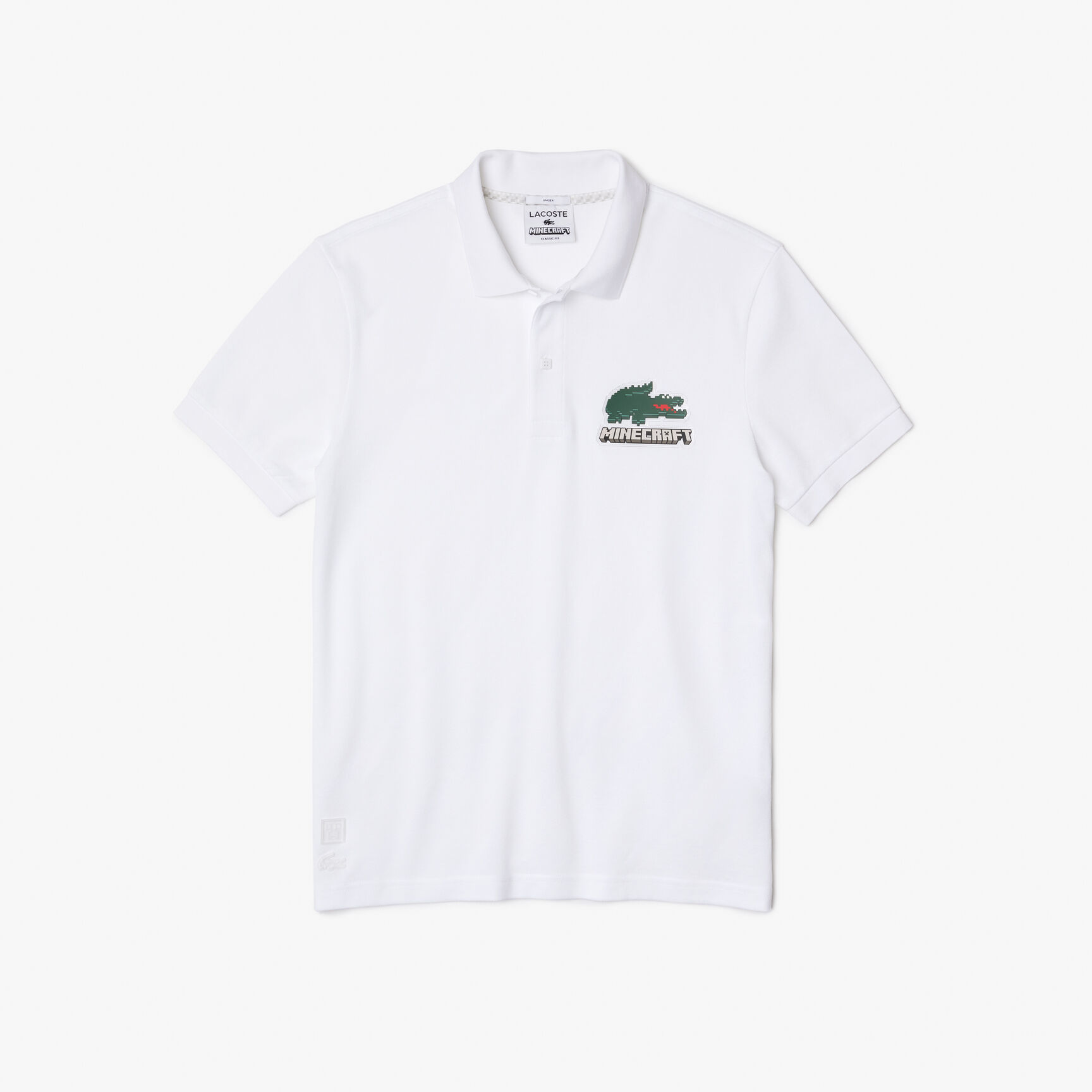 تيشيرت بولو قطن عضوي بقصة كلاسيكية للجنسين مجموعة Lacoste x Minecraft