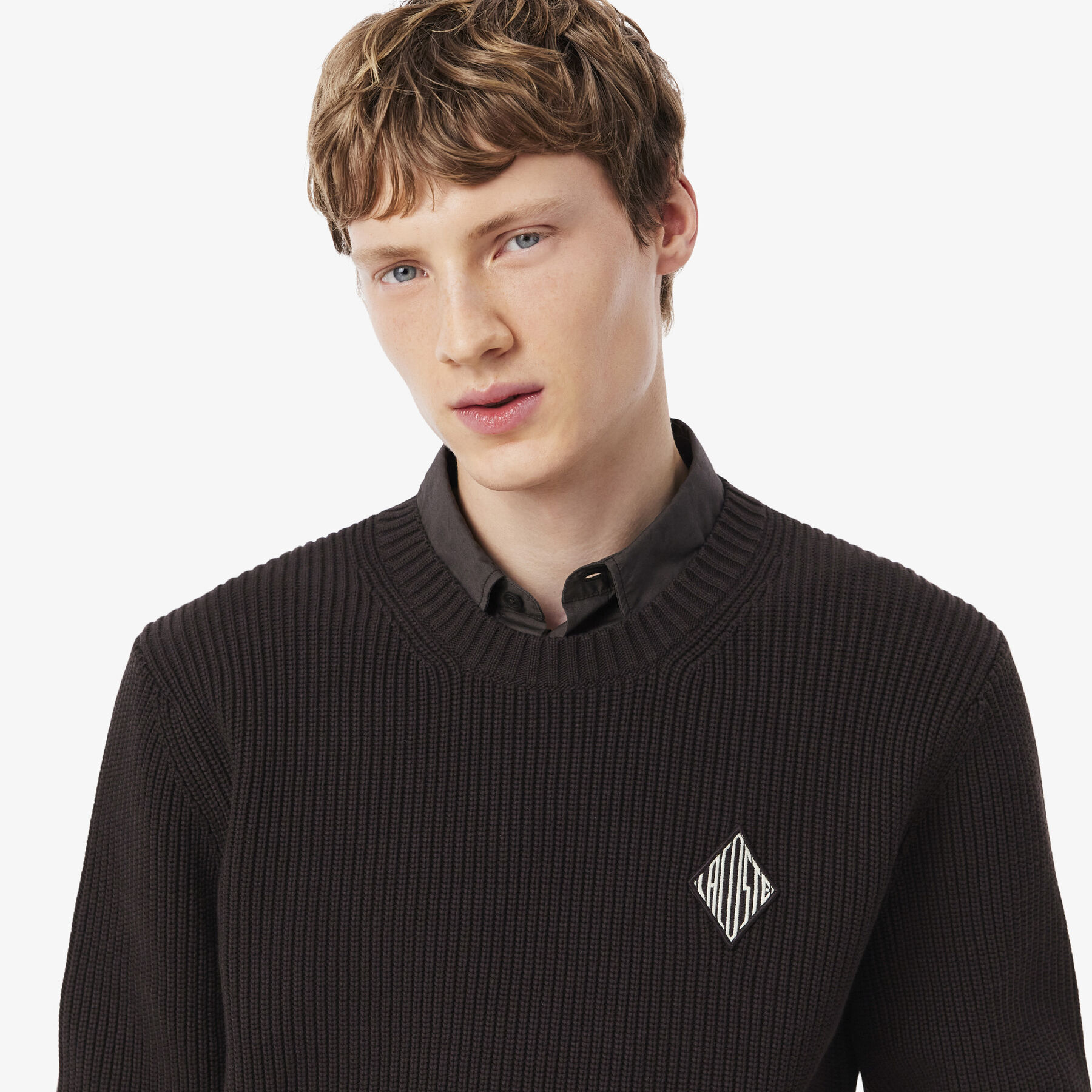 Pearl Rib Knit Badge Accent Sweater lacoste pearl rib knit badge accent sweater