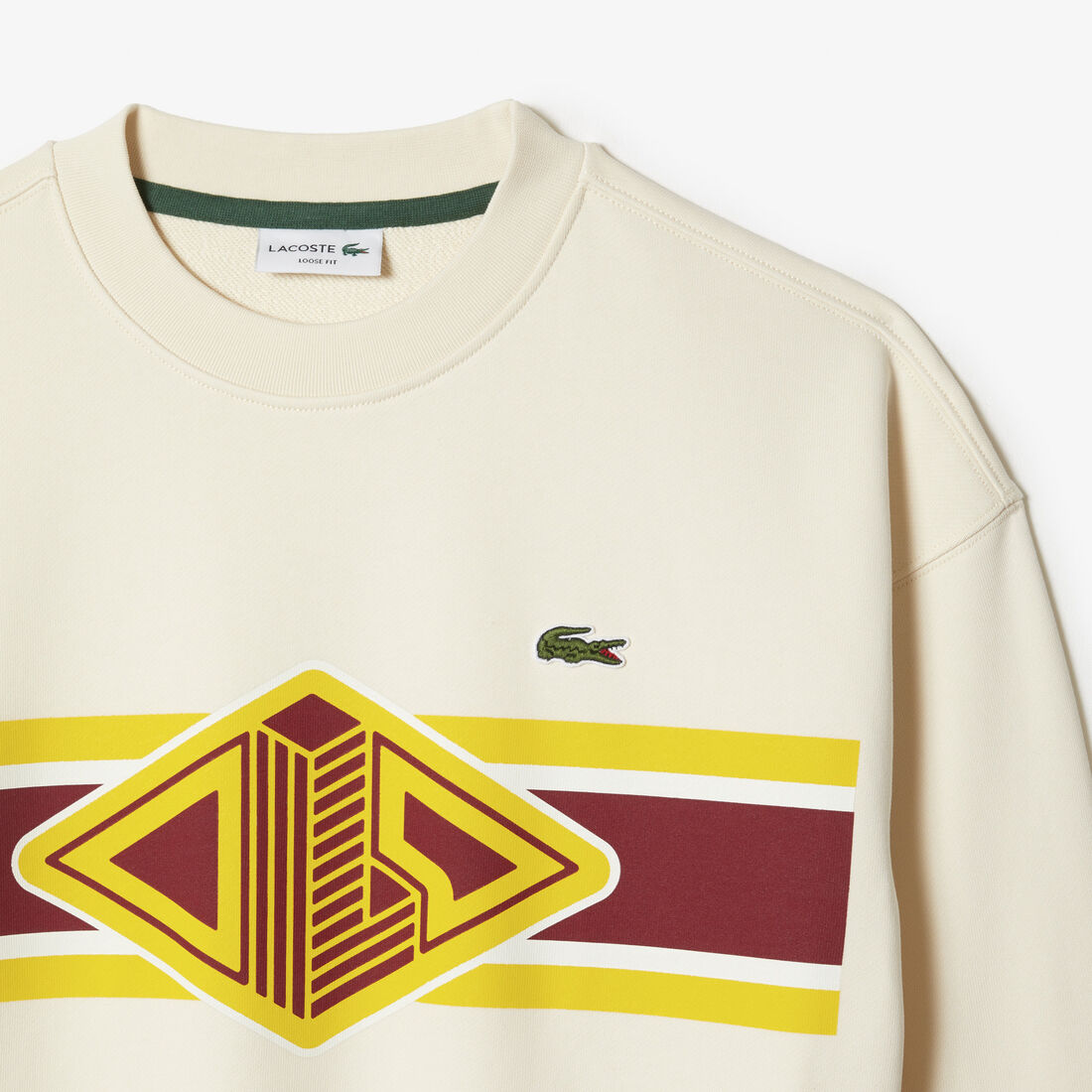 سويت شيرت لاكوست مطبوع بفتحة رقبة مستديرة وقصة فضفاضة للرجال سويت شيرت لاكوست مطبوع بفتحة رقبة مستديرة وقصة فضفاضة للرجال