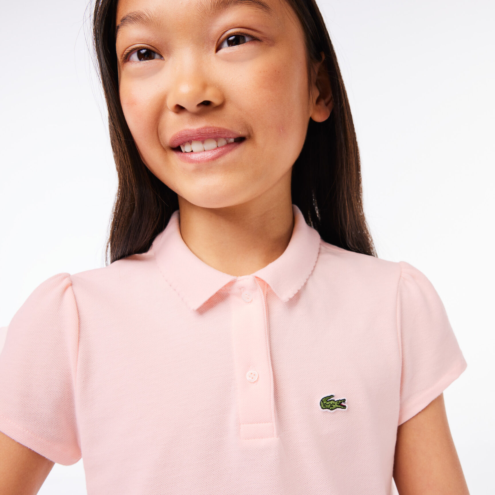 Scalloped Collar Mini Pique Polo Shirt
