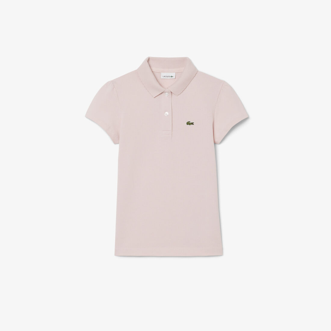 Scalloped Collar Pique Polo Shirt