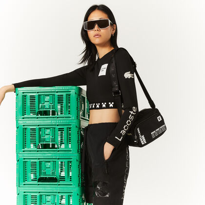 Unisex Lacoste X Minecraft Nylon Print Shoulder Bag