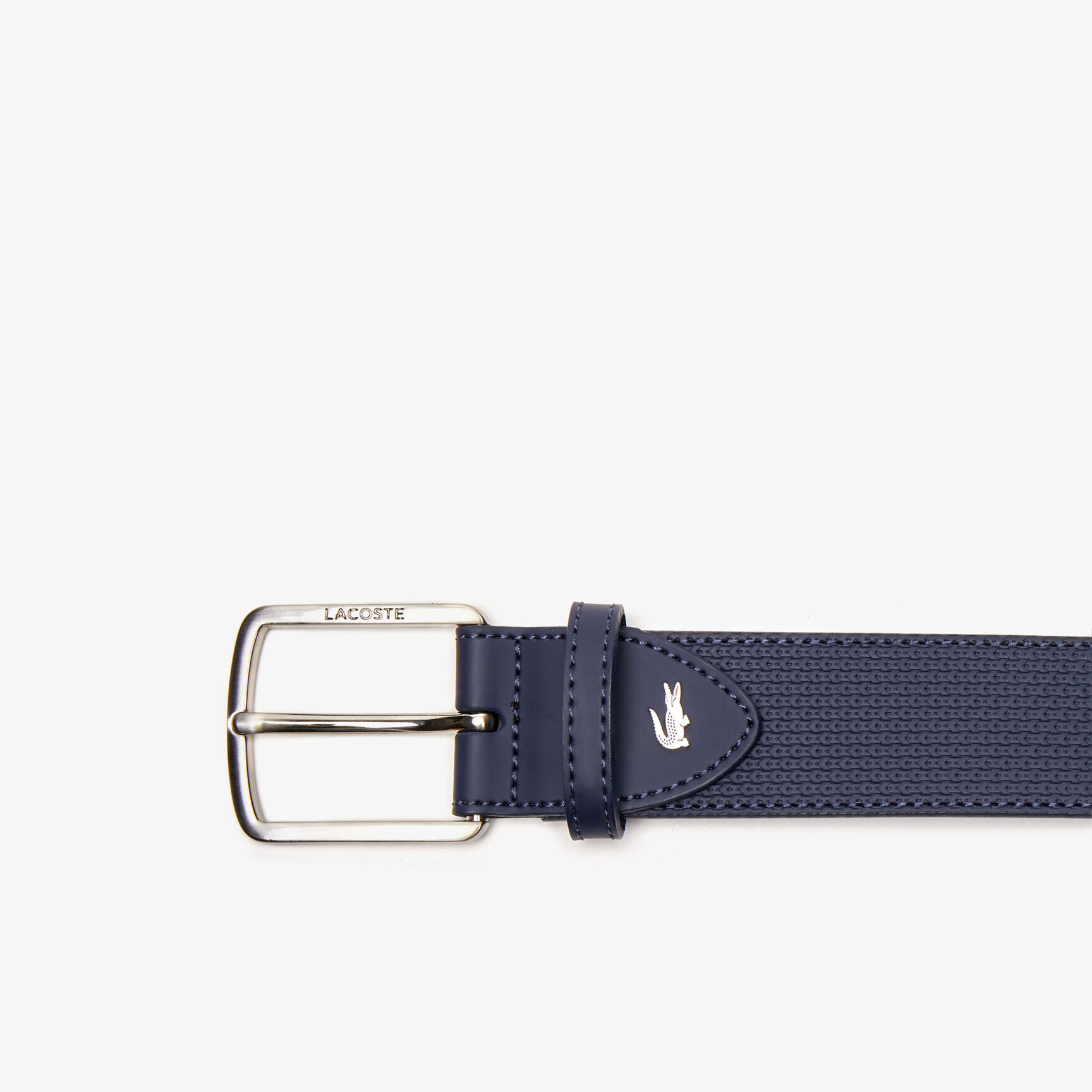 Men's Lacoste Engraved Buckle Texturised Leather Belt