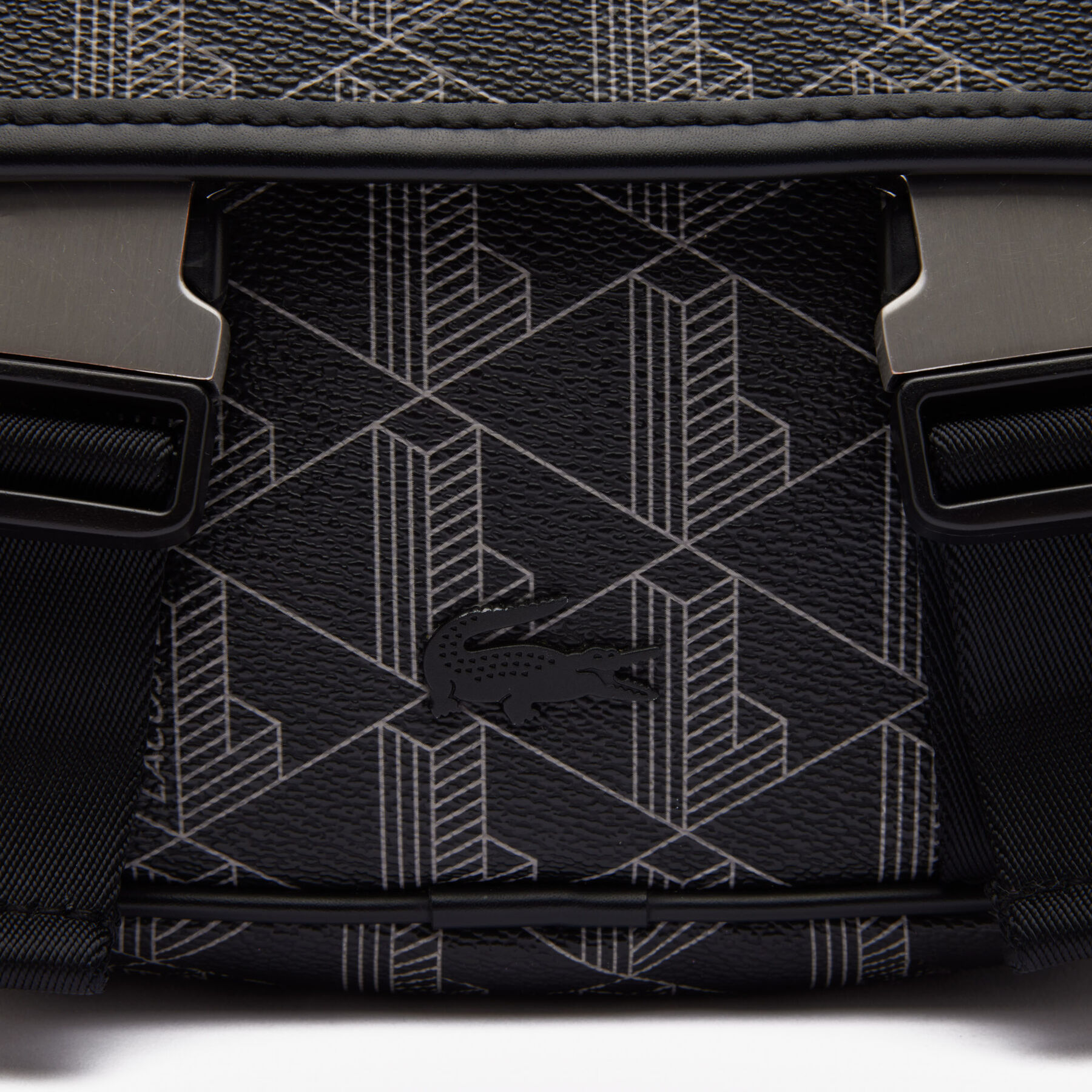 lacoste men s the blend clipped monogram canvas messenger bag