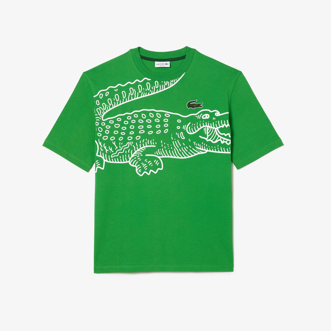 Men's Lacoste Round Neck Loose Fit Crocodile Print T-shirt Men's Lacoste Round Neck Loose Fit Crocodile Print T-shirt