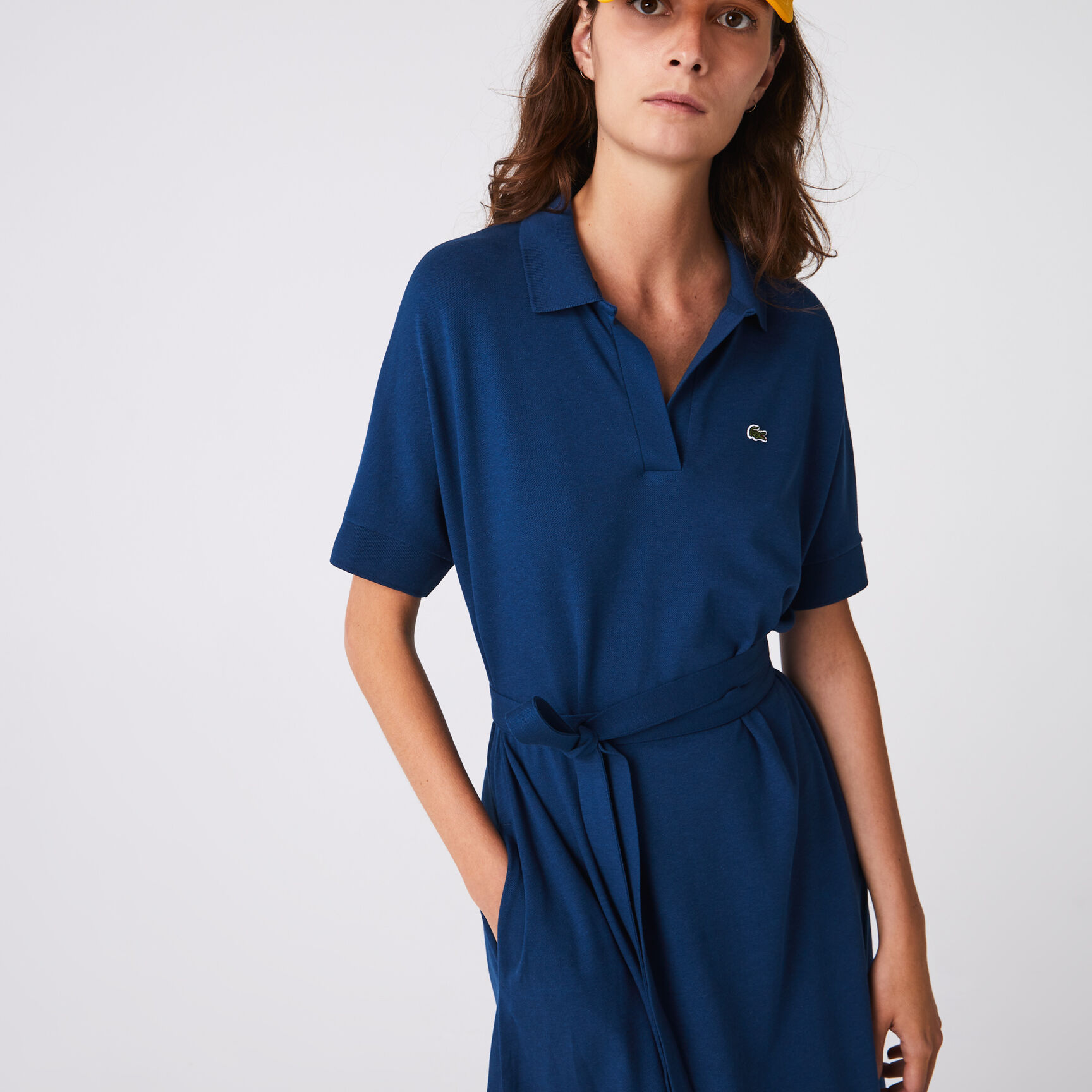 Women's Loose Fit  V-neck Piqu&eacute; Polo Dress