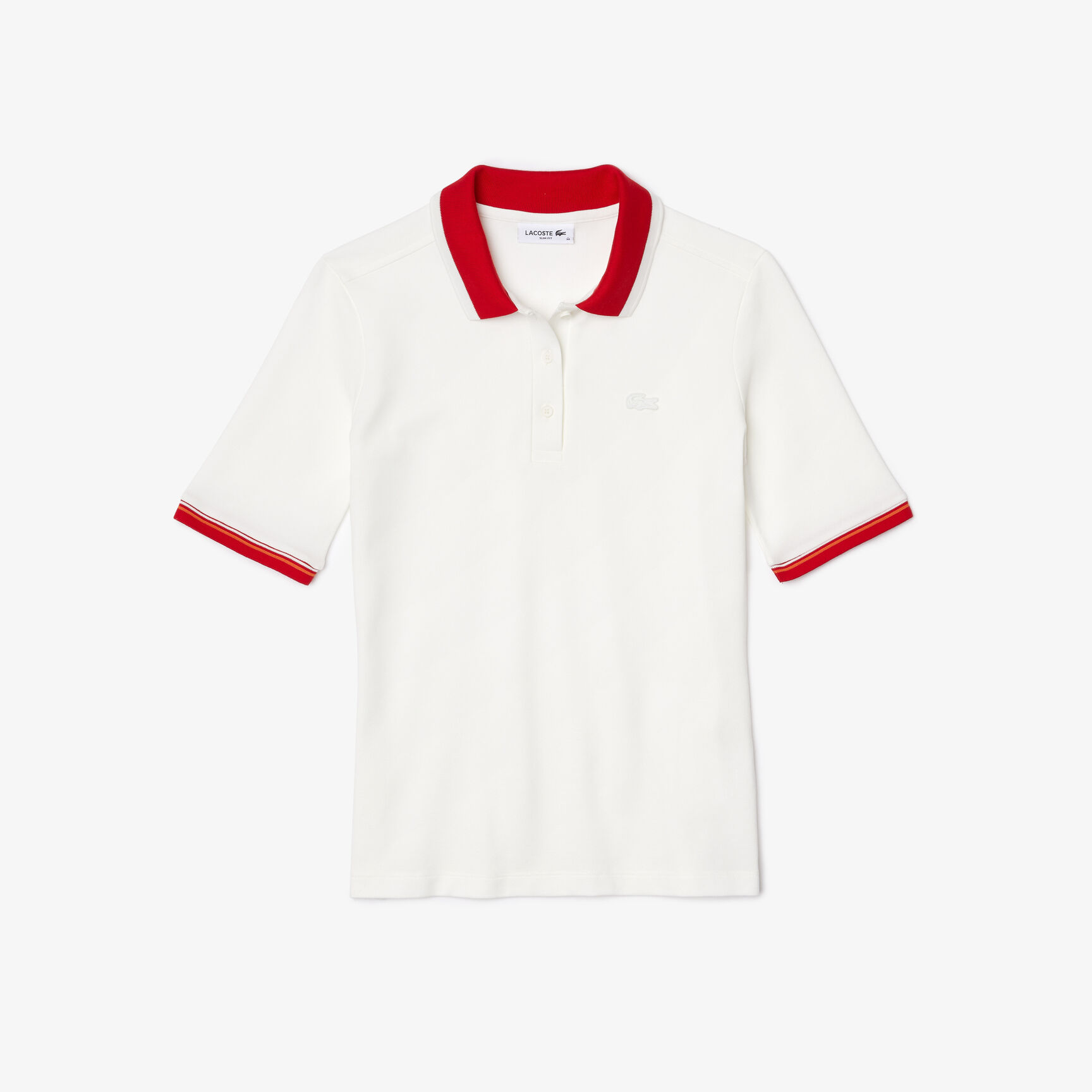 Women’s Lacoste Slim Fit Colored Neck Stretch Cotton Piqué Polo Women’s Lacoste Slim Fit Colored Neck Stretch Cotton Piqué Polo