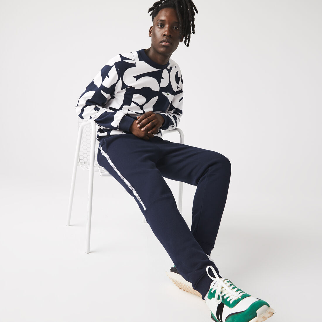 بنطال رياضي سكيني صوف بأشرطة شعار الماركة للرجال