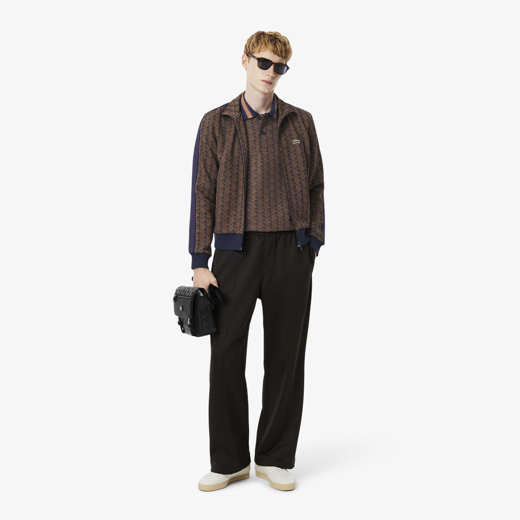 قميص بولو كلاسيكي بقصّة كلاسيكية من قماش الجاكار أحادي اللون