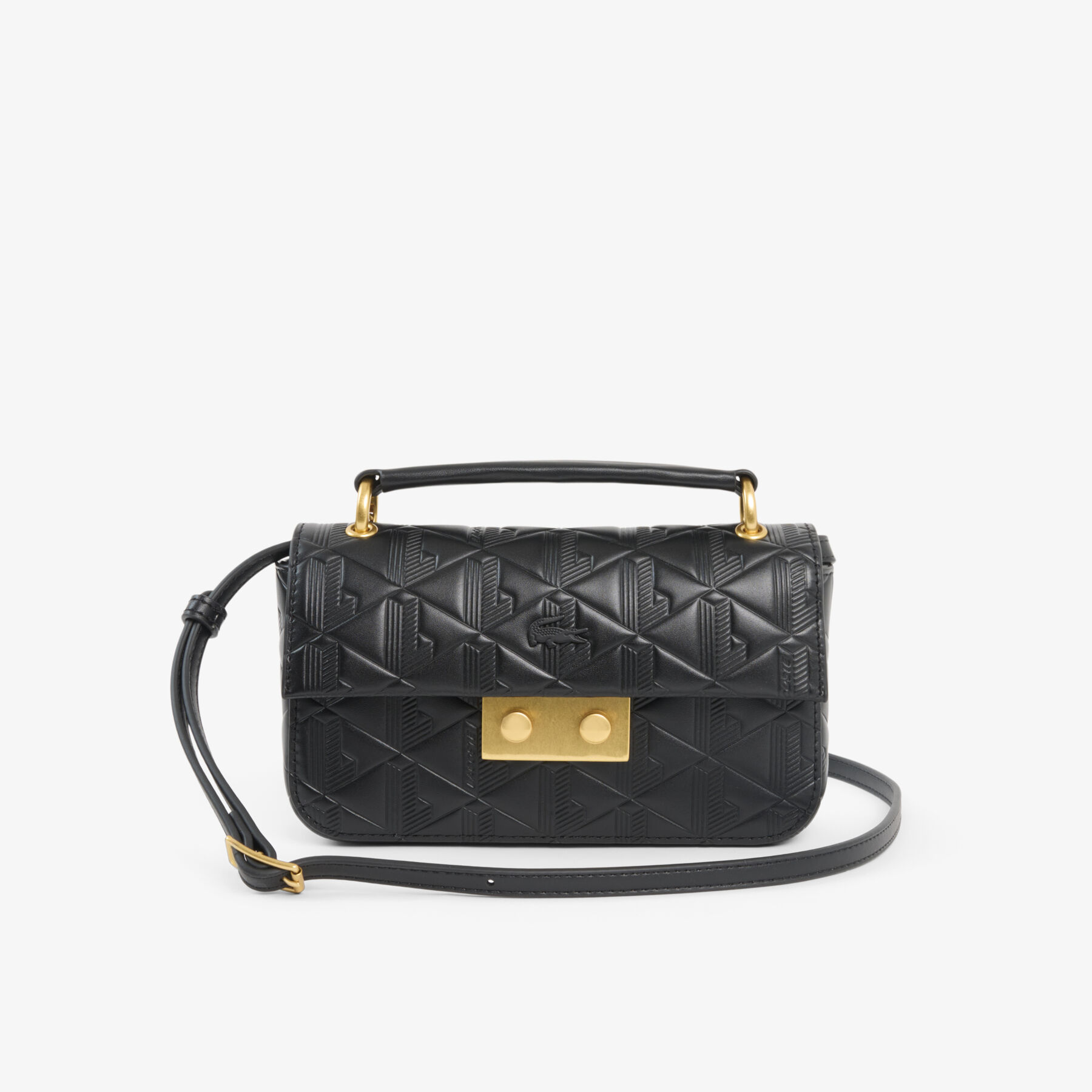 lacoste mini maheki embossed leather shoulder bag