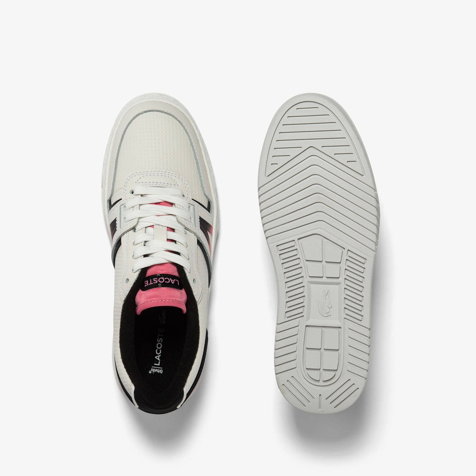 women s lacoste l001 leather heel pop trainers