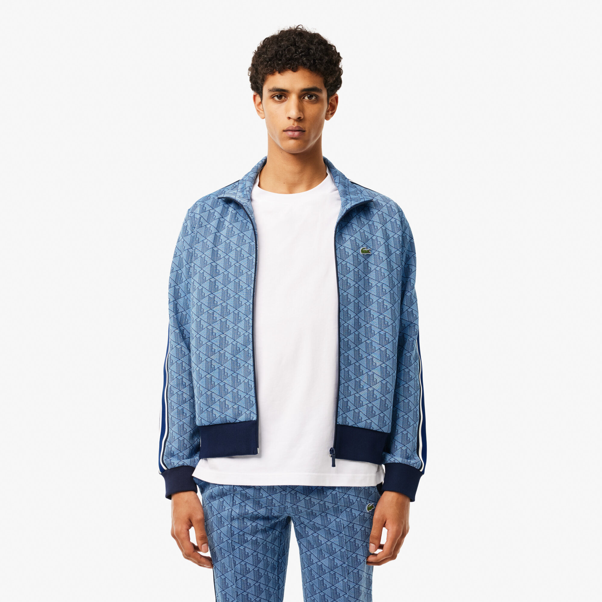 Paris Zip-Up Jacquard Track Jacket, Light Blue / Blue | LACOSTE KSA