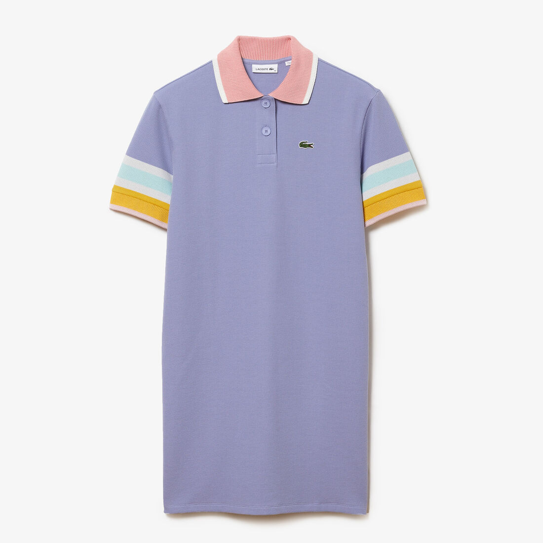 فستان بولو قطن خلية النحل مع تفاصيل مقلمة للنساء فستان بولو قطن خلية النحل مع تفاصيل مقلمة للنساء