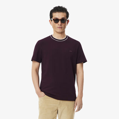lacoste stretch pique stripe collar t shirt