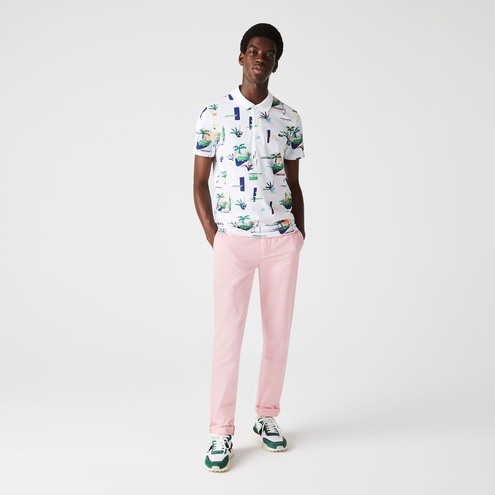 تيشيرت بولو لاكوست مطبوع قطن بيكيه بقصة عادية للرجال تيشيرت بولو لاكوست مطبوع قطن بيكيه بقصة عادية للرجال