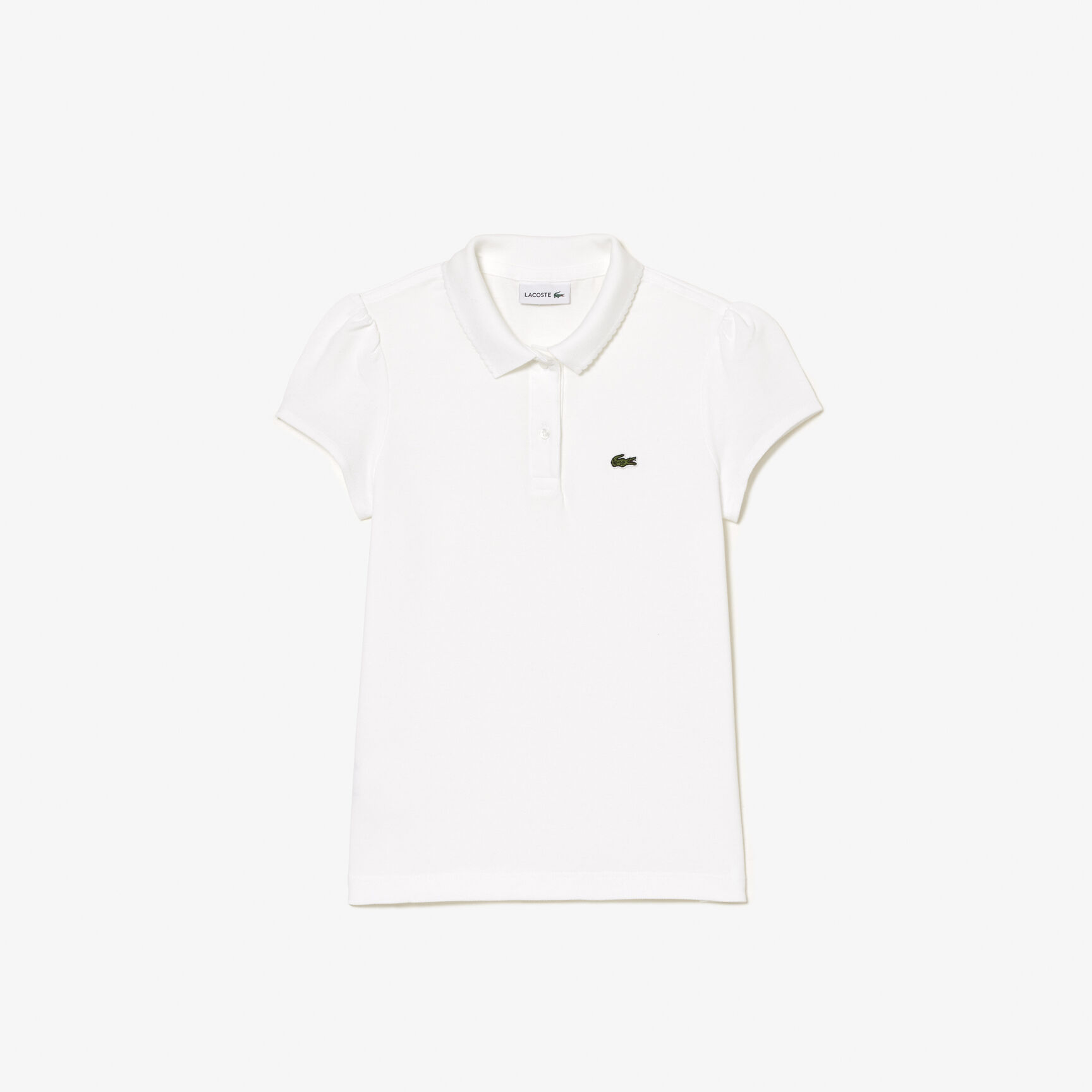 Scalloped Collar Mini Pique Polo Shirt