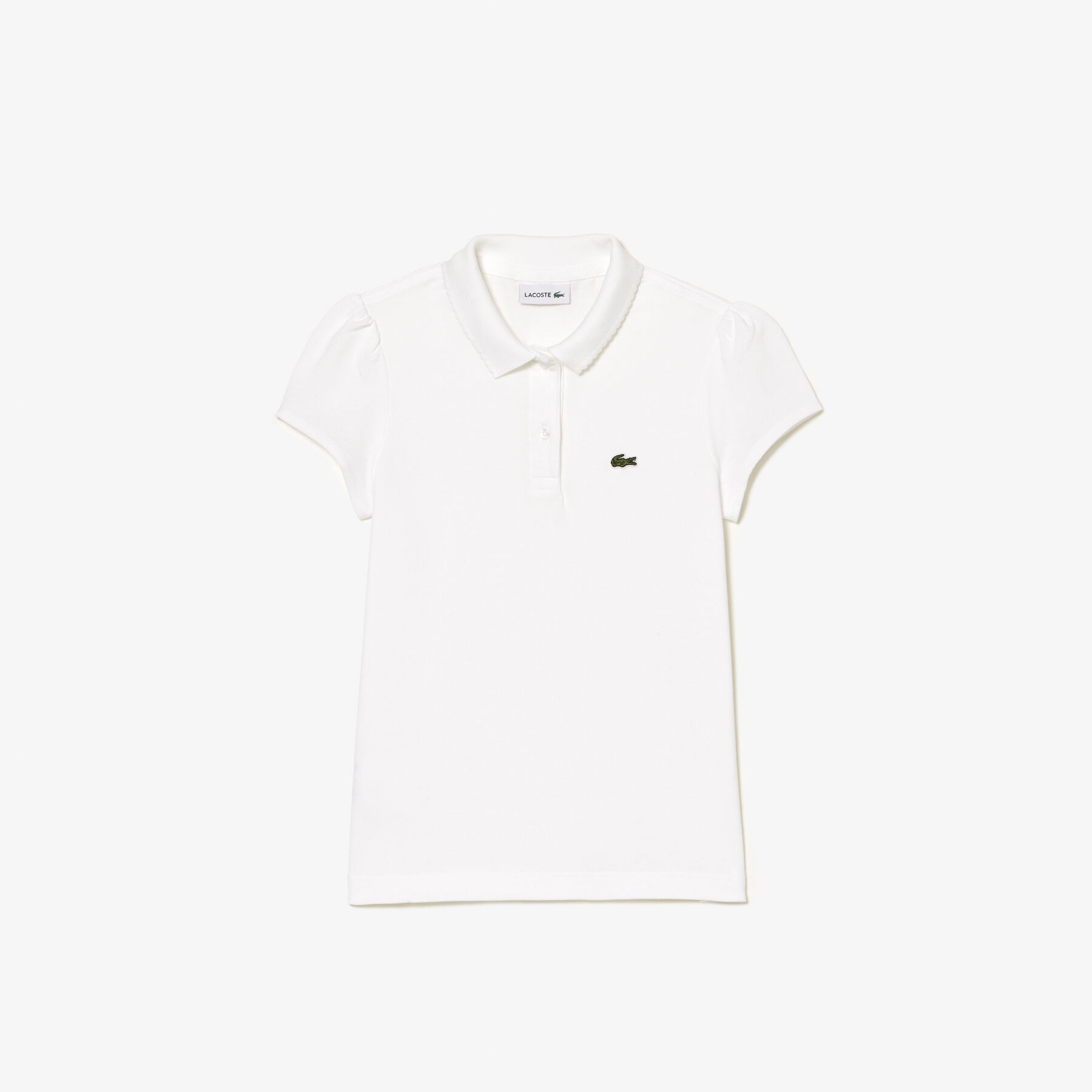 Scalloped Collar Mini Pique Polo Shirt