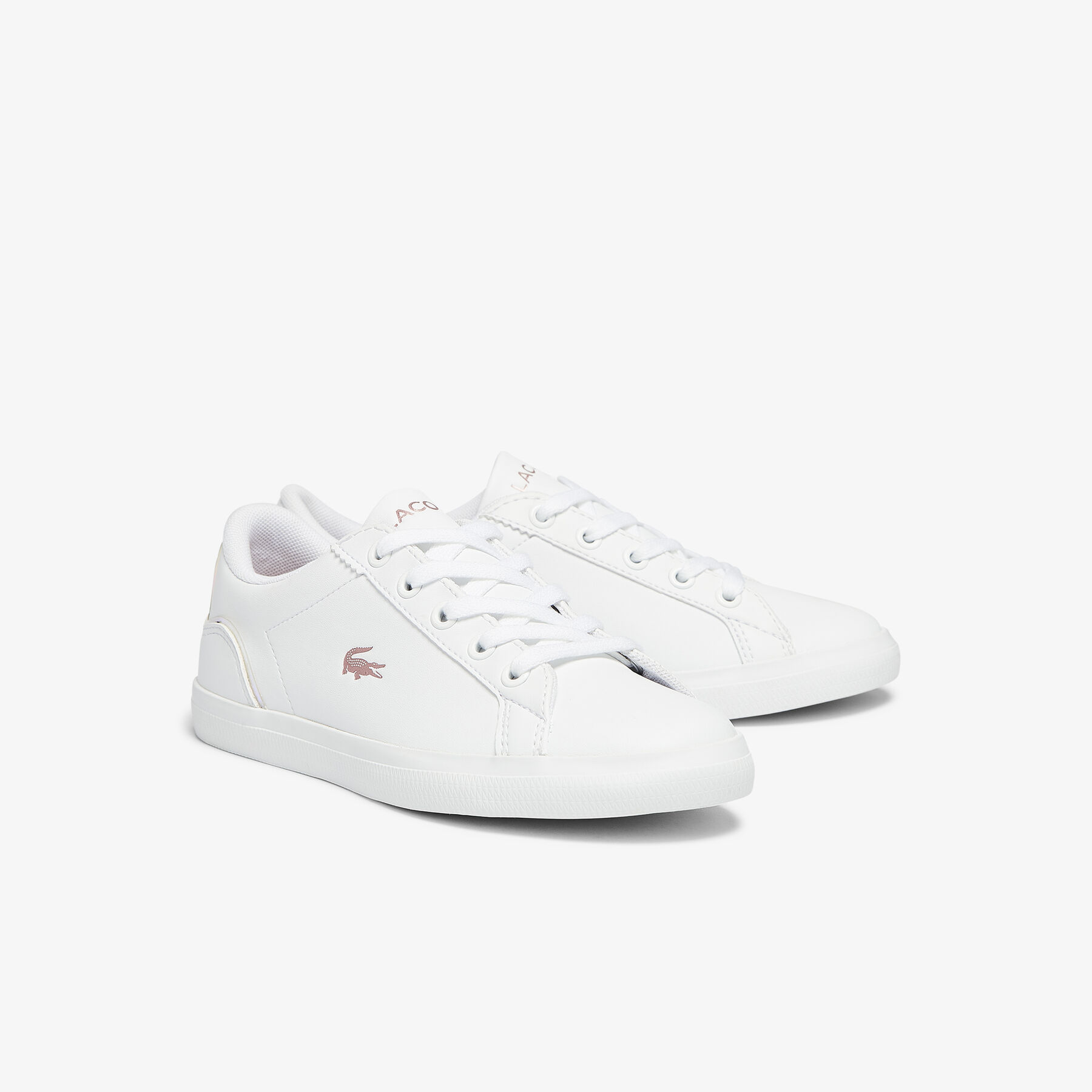 lacoste children s lerond synthetic iridescent trainers