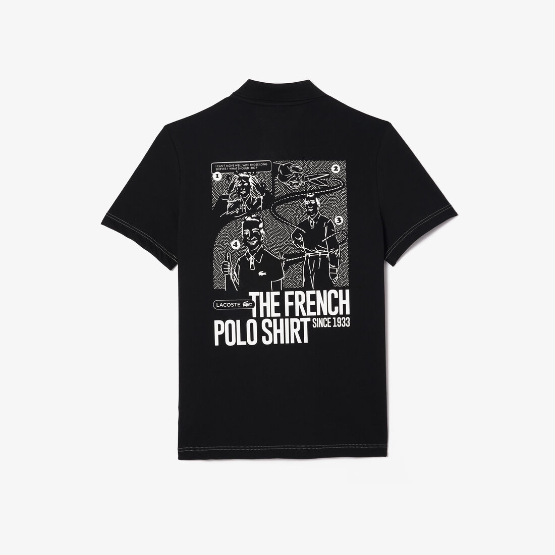 قميص بولو بطباعة أمامية وخلفية بحركة لاكوست قميص بولو بطباعة أمامية وخلفية بحركة لاكوست