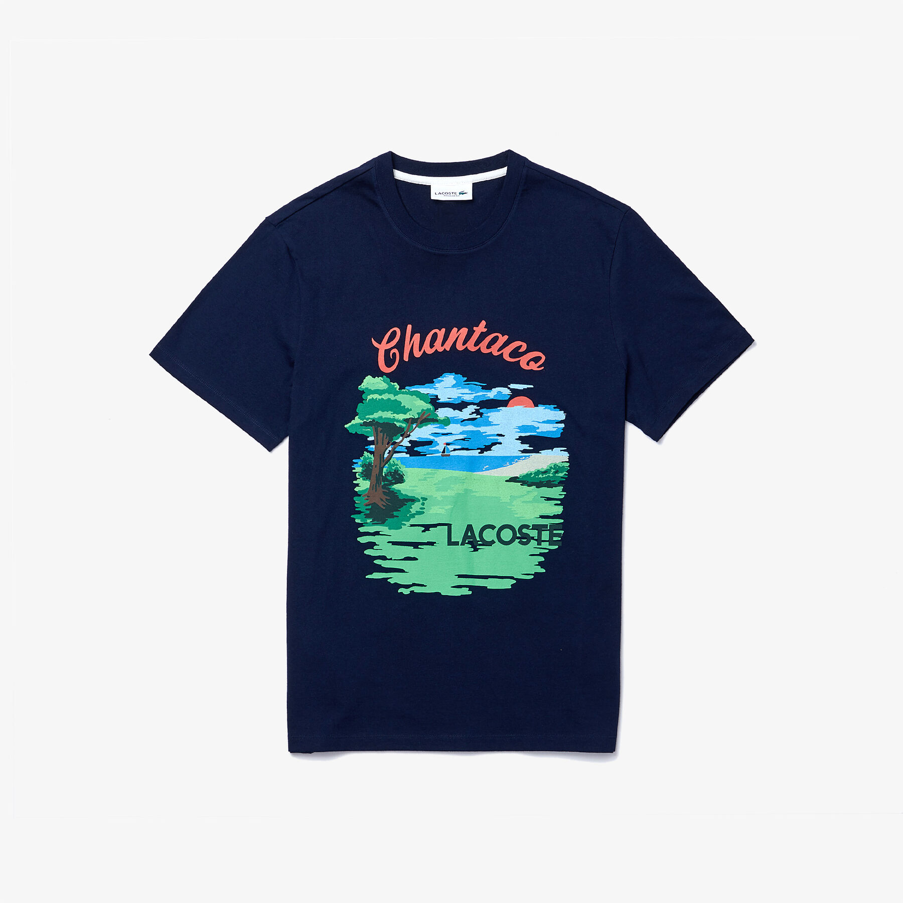 lacoste men s crew neck landscape print cotton t shirt