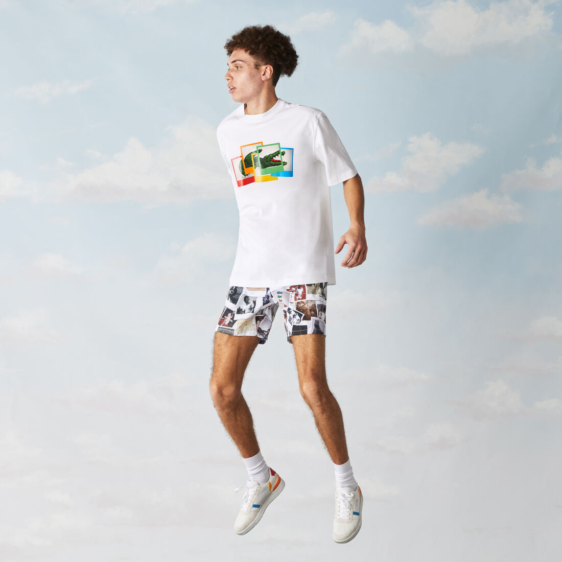 تي شيرت قطني للجنسين قصة فضفاضة من مجموعة Lacoste LIVE و Polaroid تي شيرت قطني للجنسين قصة فضفاضة من مجموعة Lacoste LIVE و Polaroid