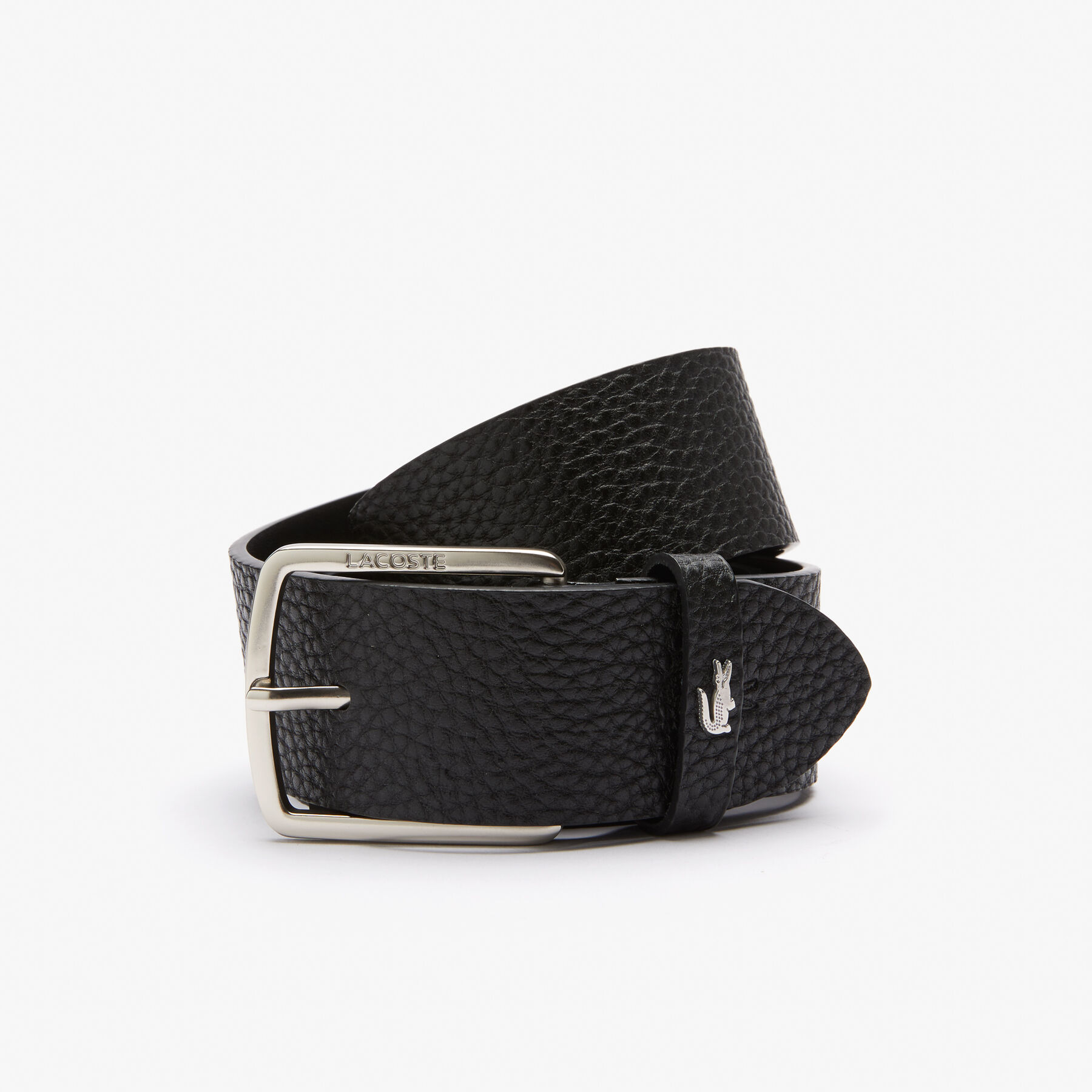 Men's Lacoste Engraved Square Buckle Grained Leather Belt men s lacoste engraved square buckle grained leather belt