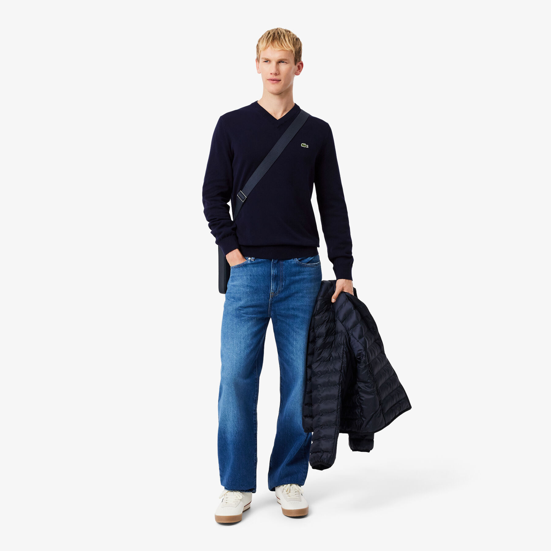 Monochrome Cotton V-neck Sweater