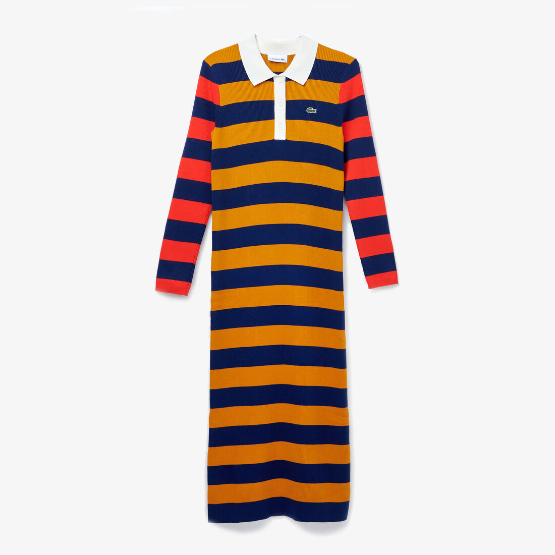Women’s Fitted Striped Ribbed Mid-Length Polo Dress Women’s Fitted Striped Ribbed Mid-Length Polo Dress
