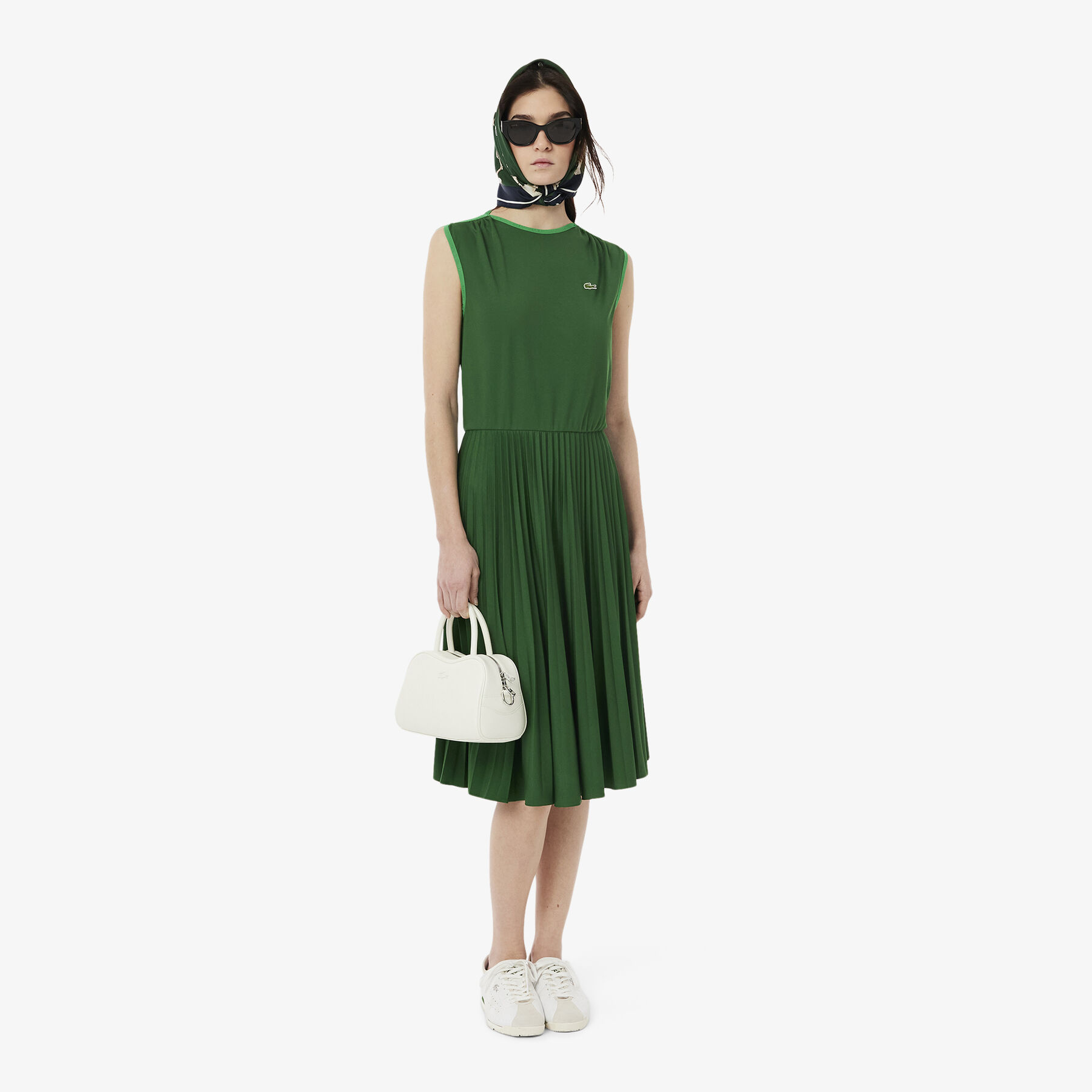 lacoste sleeveless pleated dress
