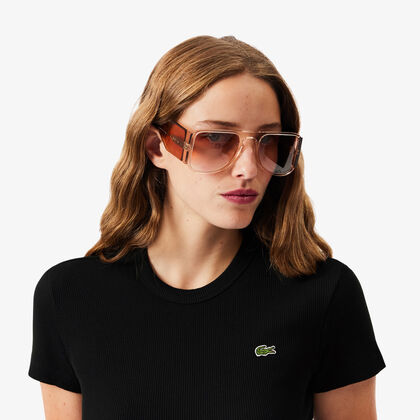 تي شيرت قطني مضلع بقصة ضيقة