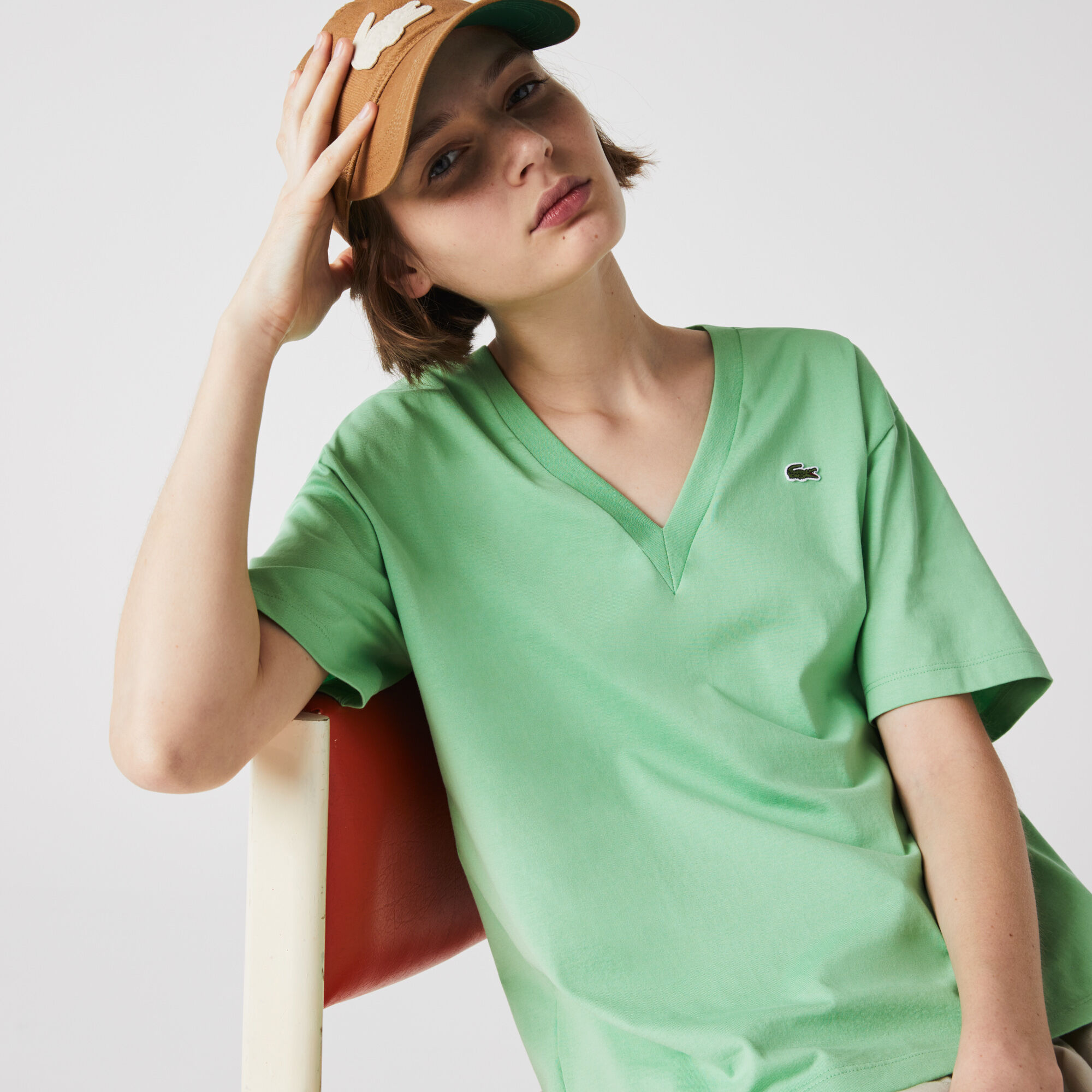 Lacoste v neck t shirt women's store