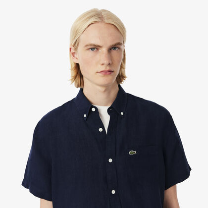 قميص كتان بأكمام قصيرة