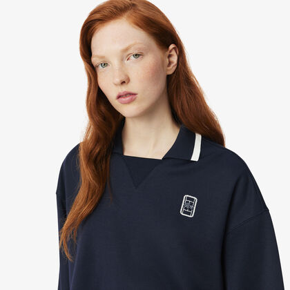 Oversized Polo Collar Pique Sweatshirt