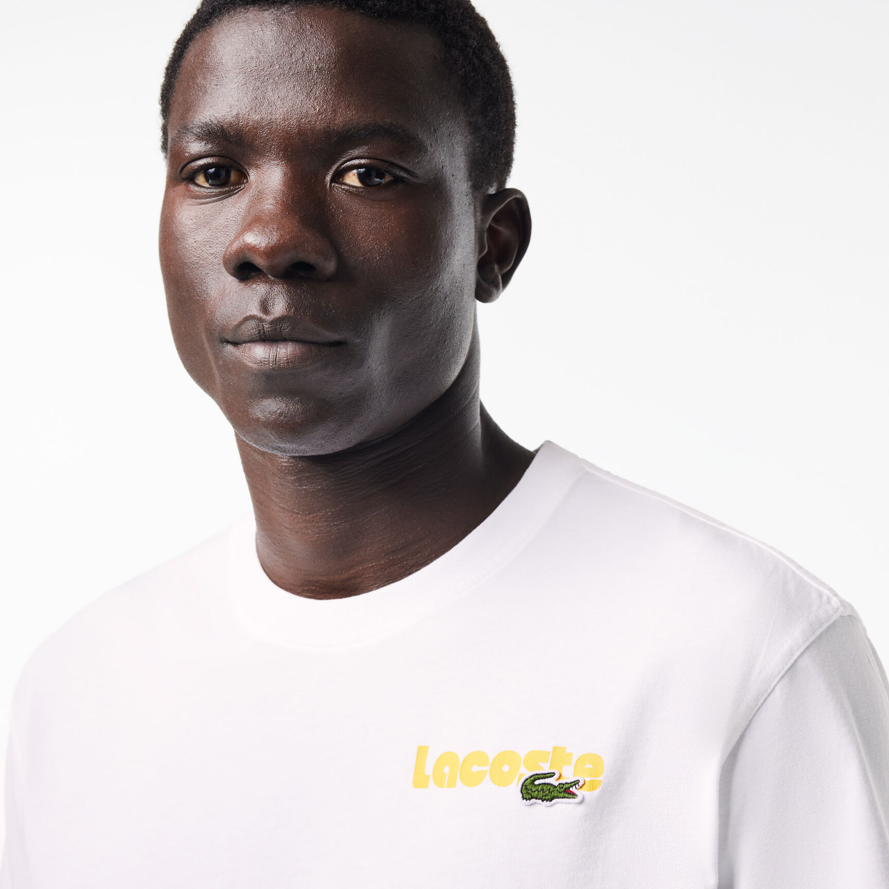 Washed Effect Ombr&eacute; Lacoste Print T-shirt