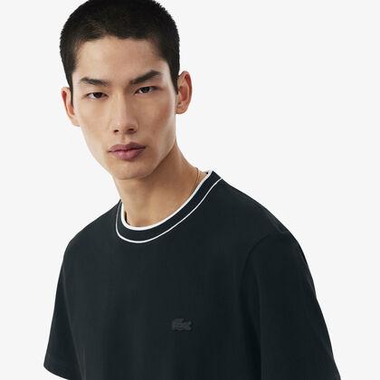 lacoste stretch pique stripe collar t shirt