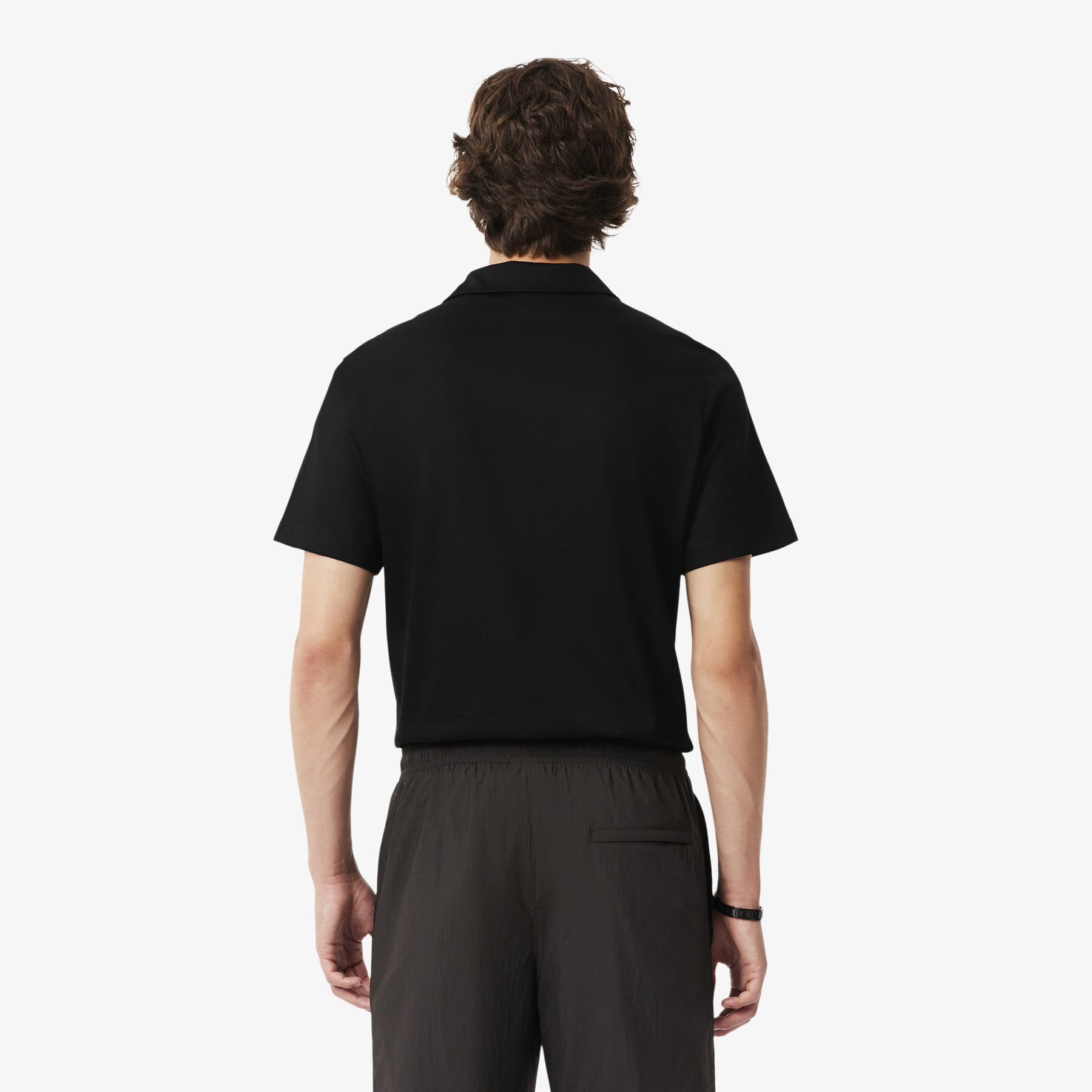 lacoste paris classic fit open neck embroidered polo shirt